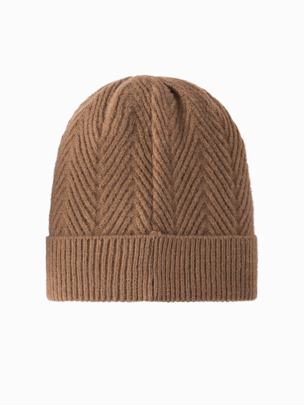 Ombre Men's knitted sweater weave cap with patch - light brown