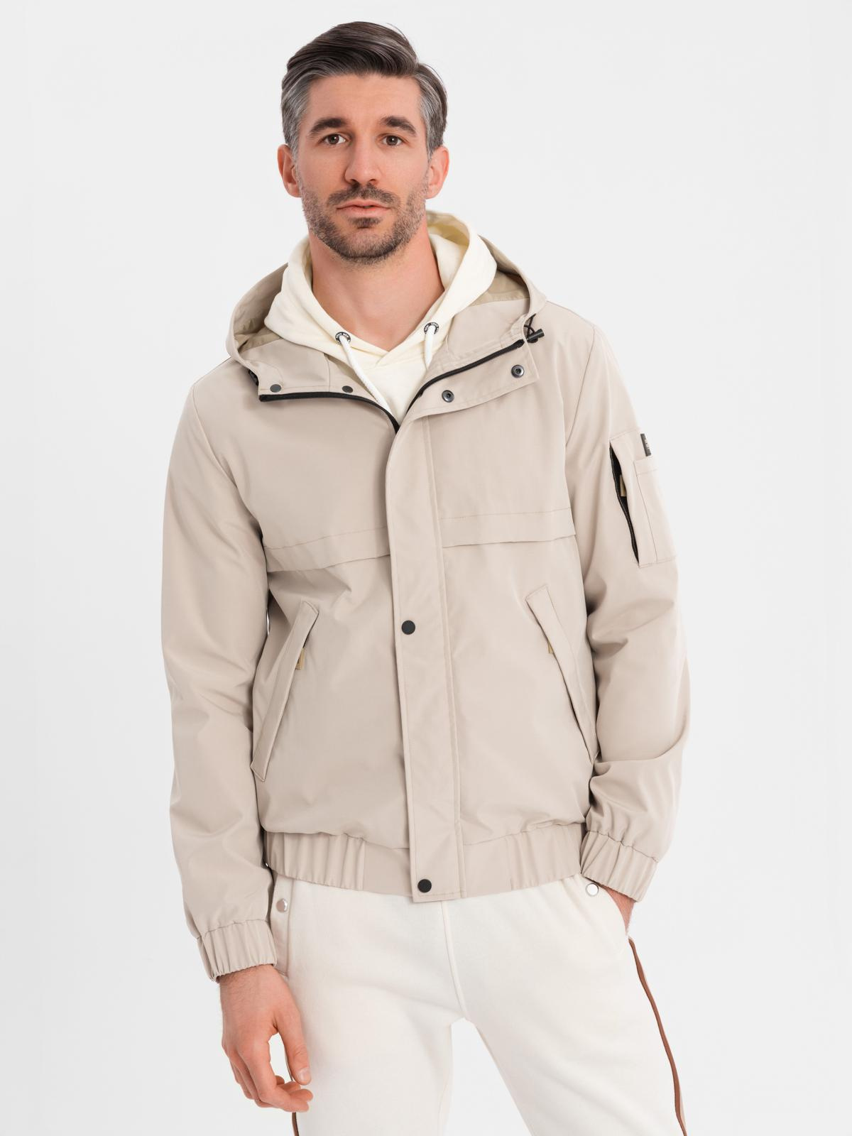 Ombre Functional men&#039;s transitional jacket with hood - beige