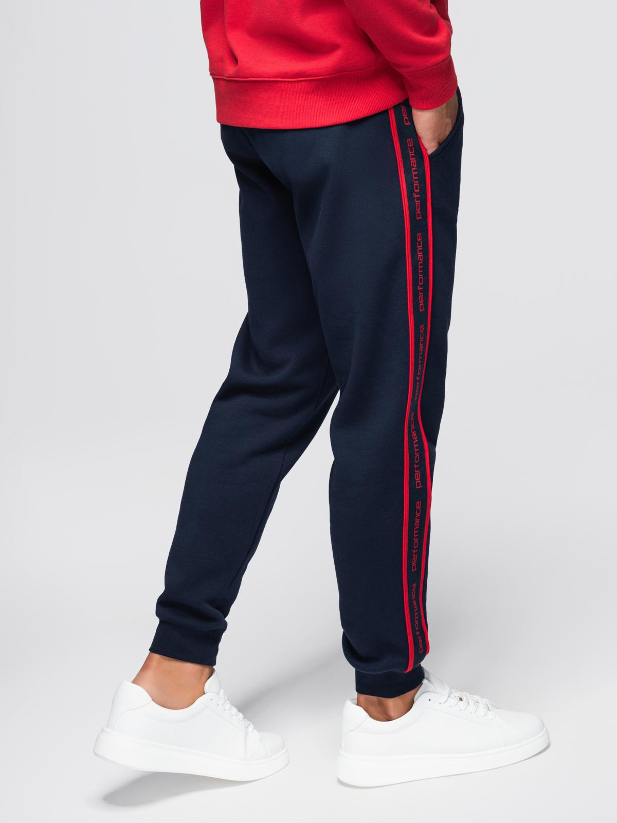 Ombre Men&#039;s sports jogger pants with stripes - navy blue