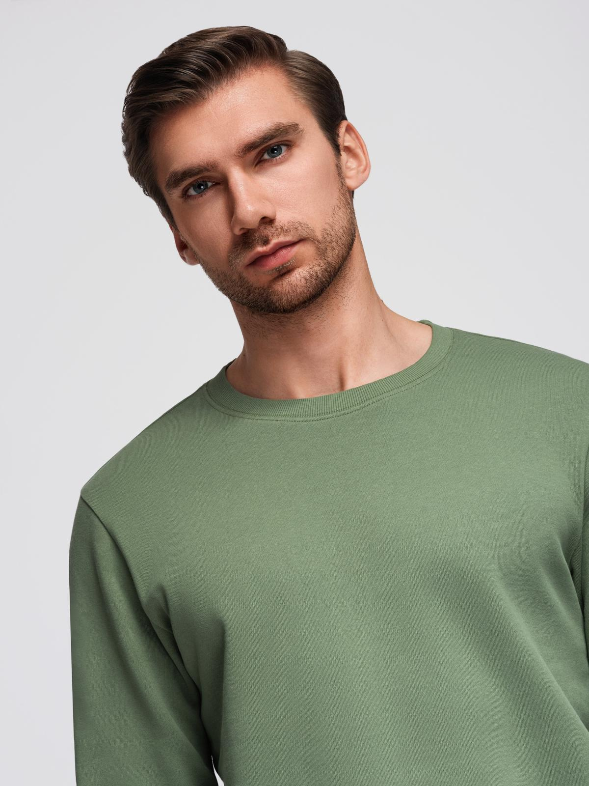 Ombre Men&#039;s BASIC sweatshirt with round neckline - green