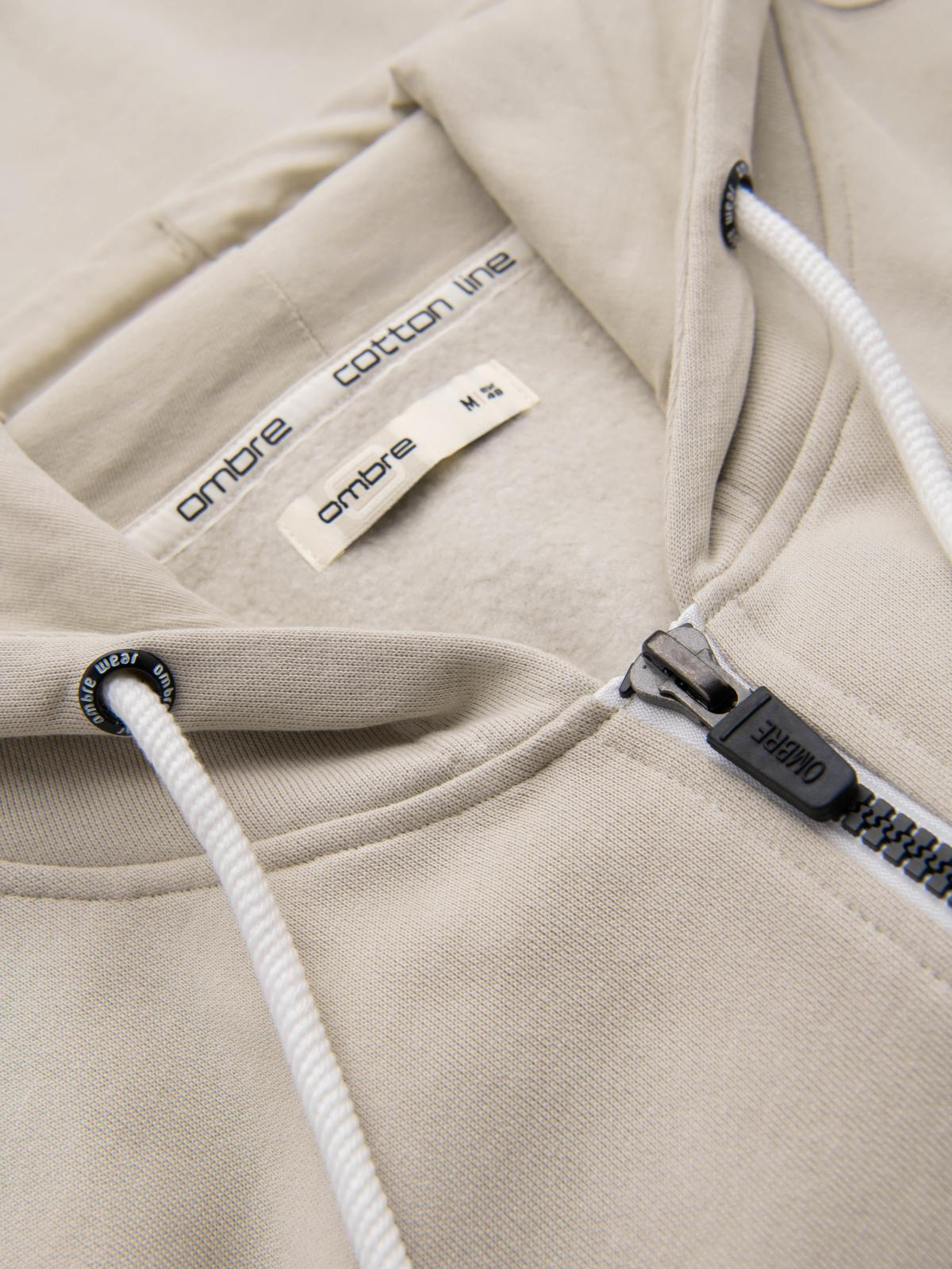 Ombre BASIC men&#039;s unbuttoned hooded sweatshirt - light beige