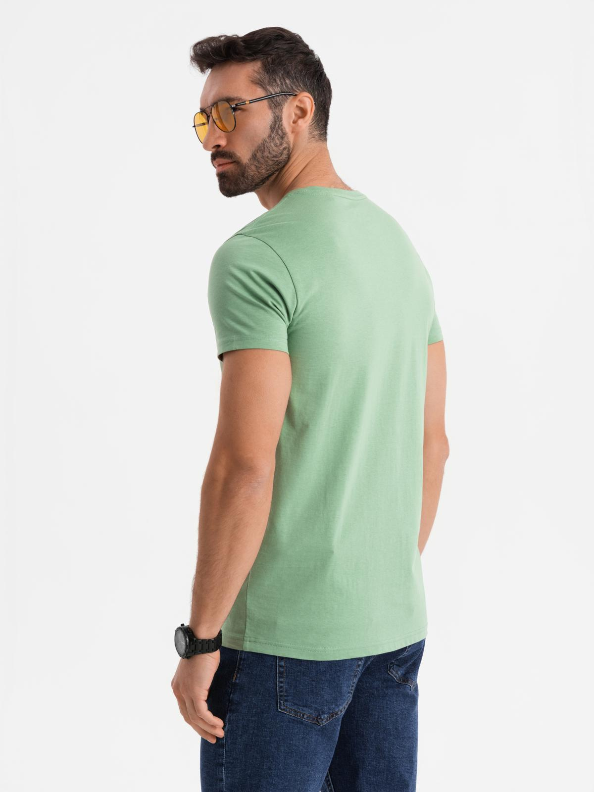 Ombre BASIC men's cotton classic tee with v-neck - green