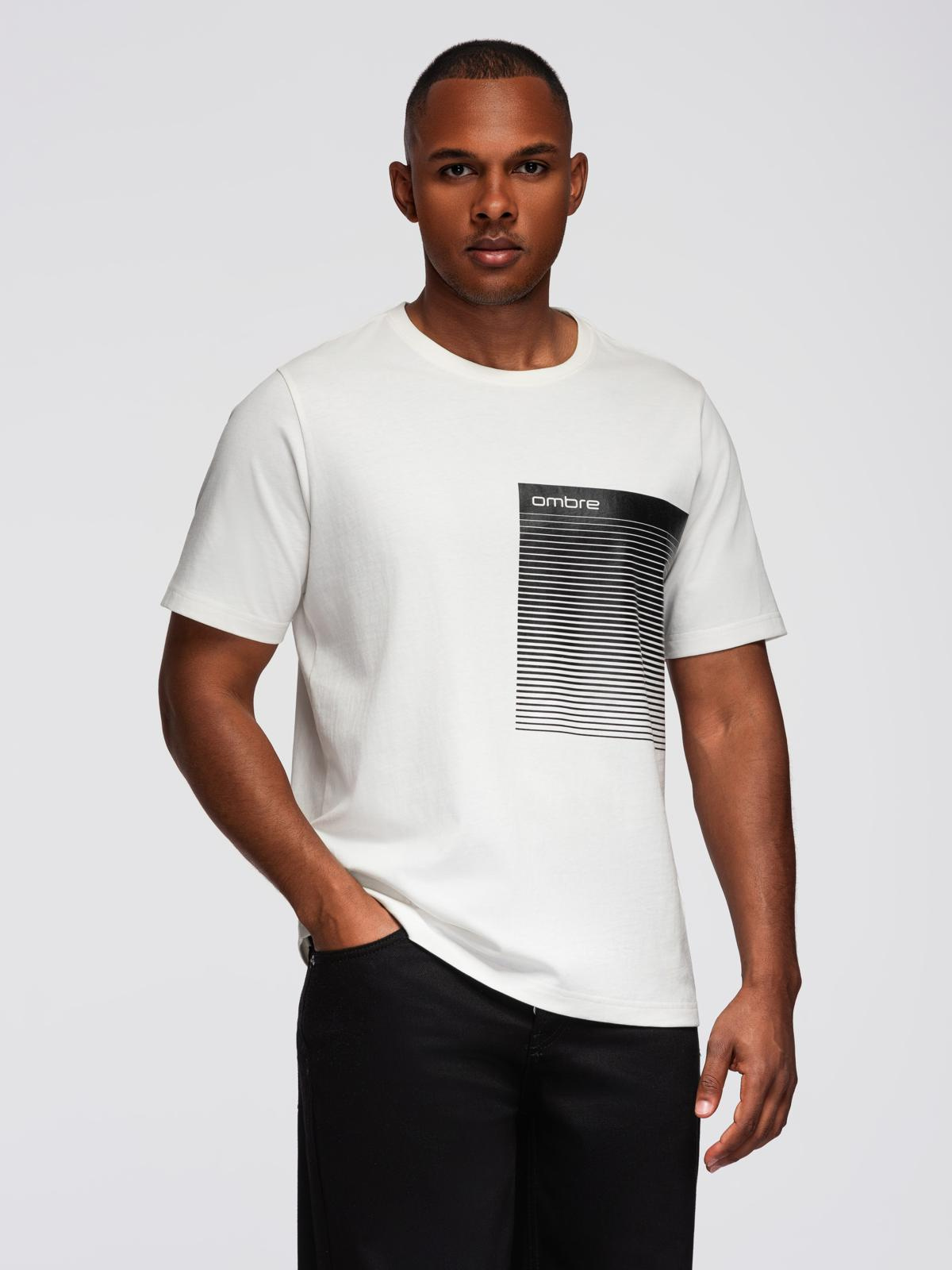 Ombre Men's cotton t-shirt with graphic print - white