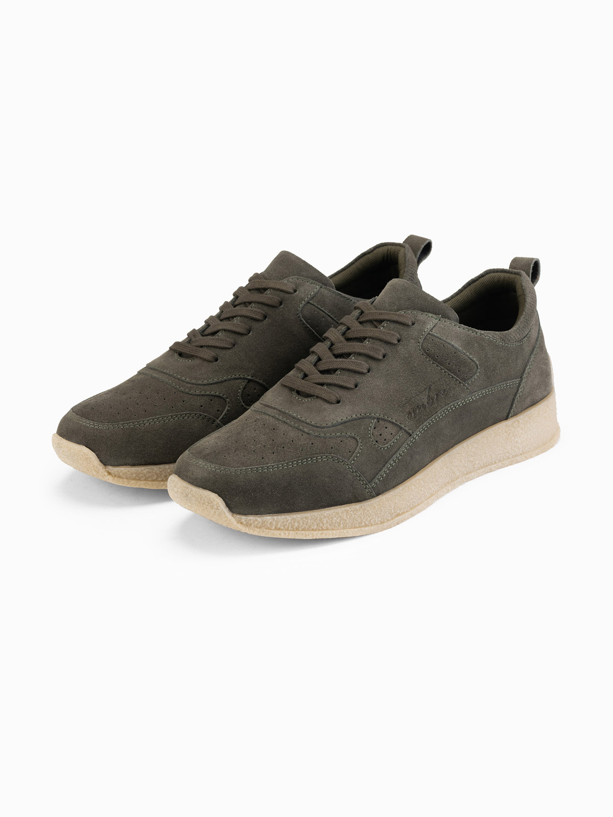 Ombre Lightweight suede men&#039;s sports style sneakers - olive