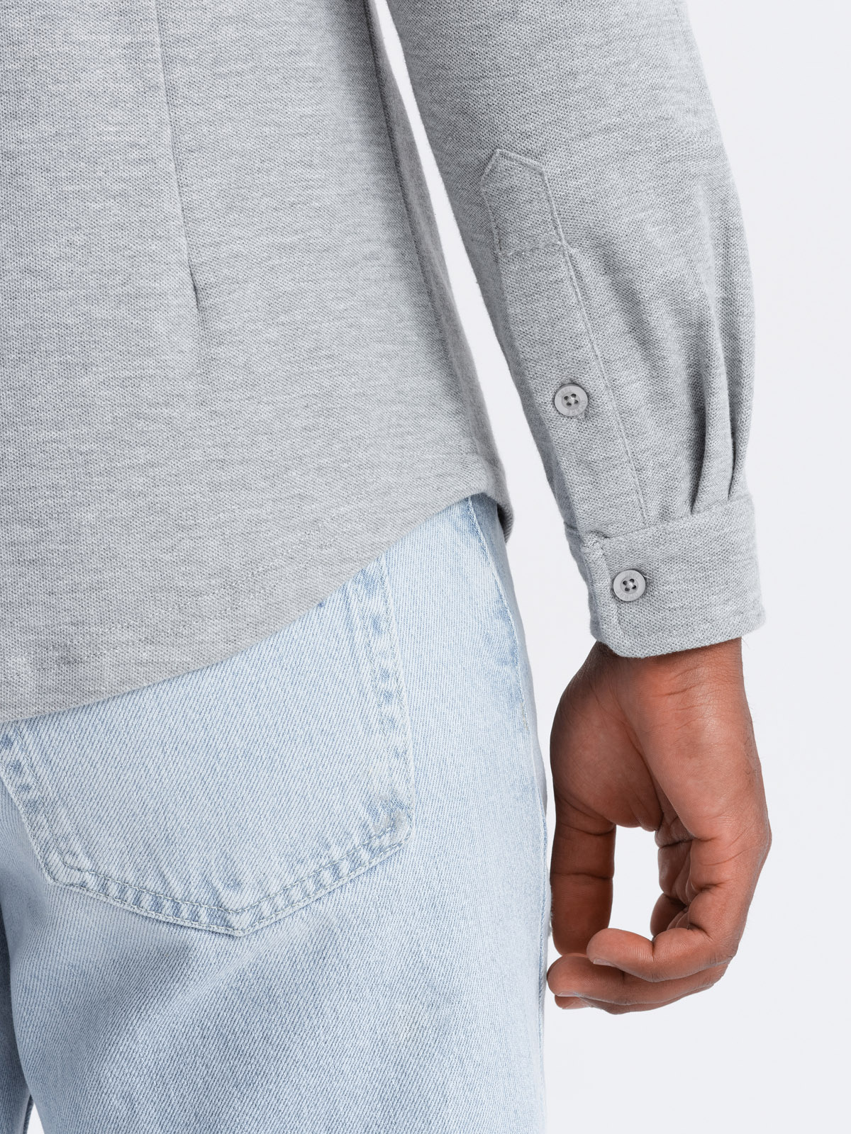 Ombre Men&#039;s long sleeve SLIM FIT knit shirt - grey