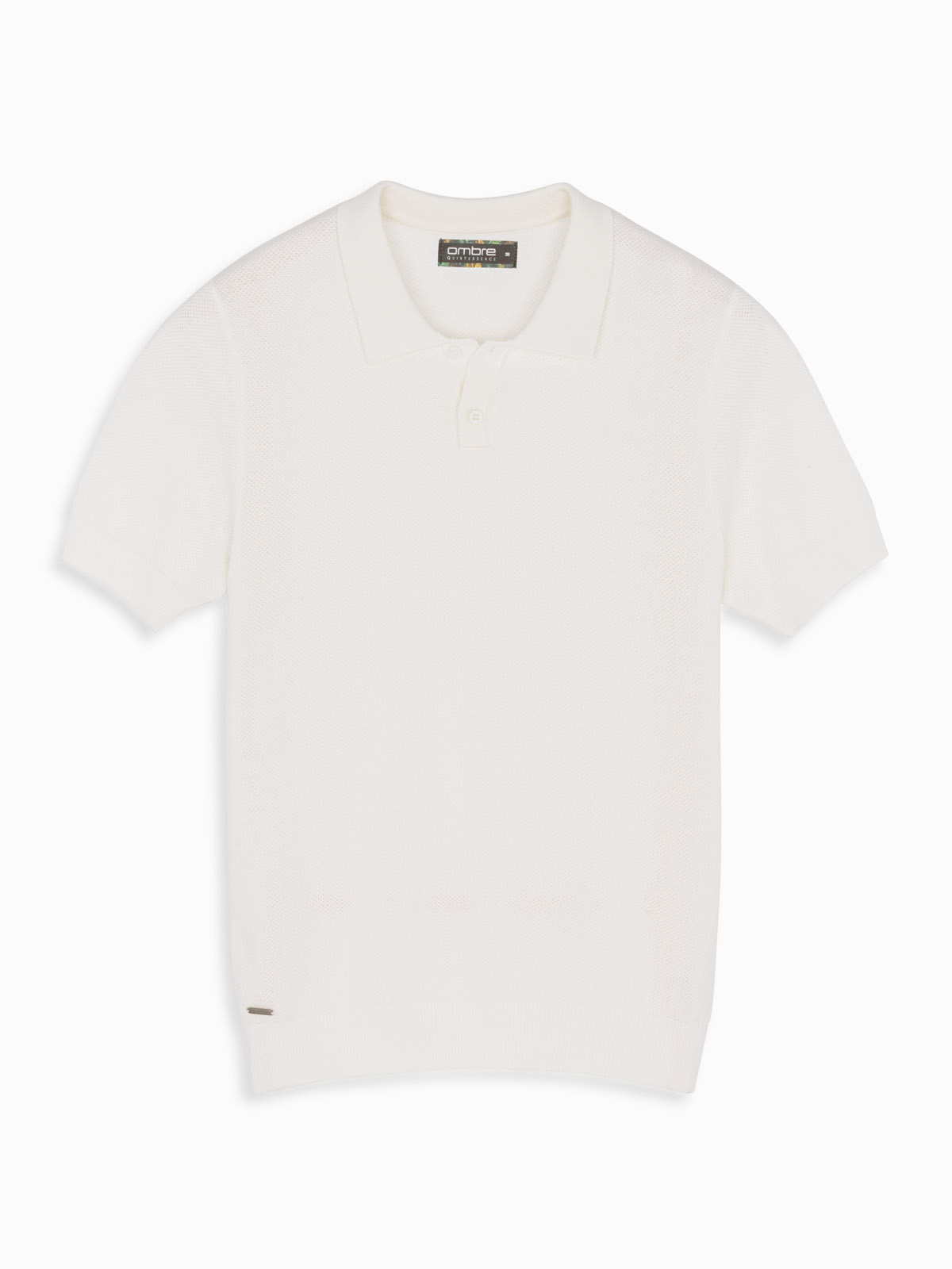 Ombre Men's cotton structured knit polo shirt - broken white