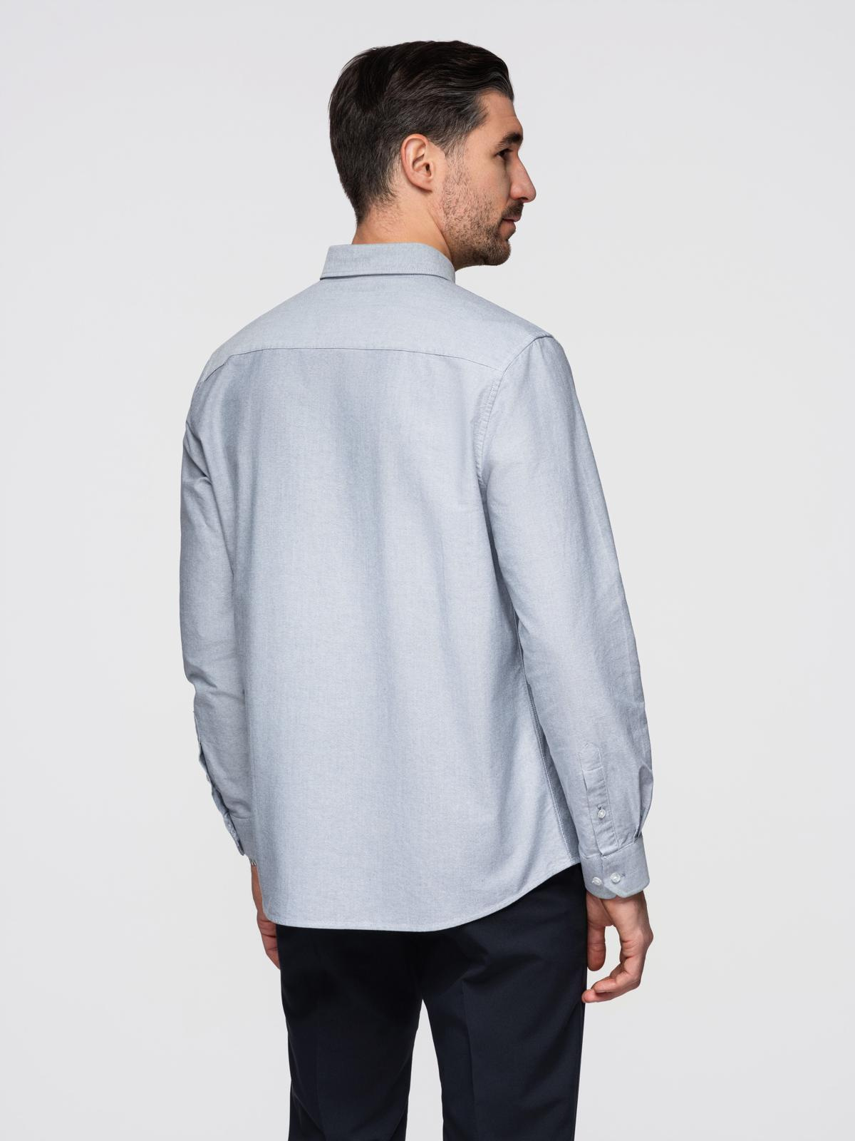 Ombre Elegant men's oxford shirt with embroidery - light grey