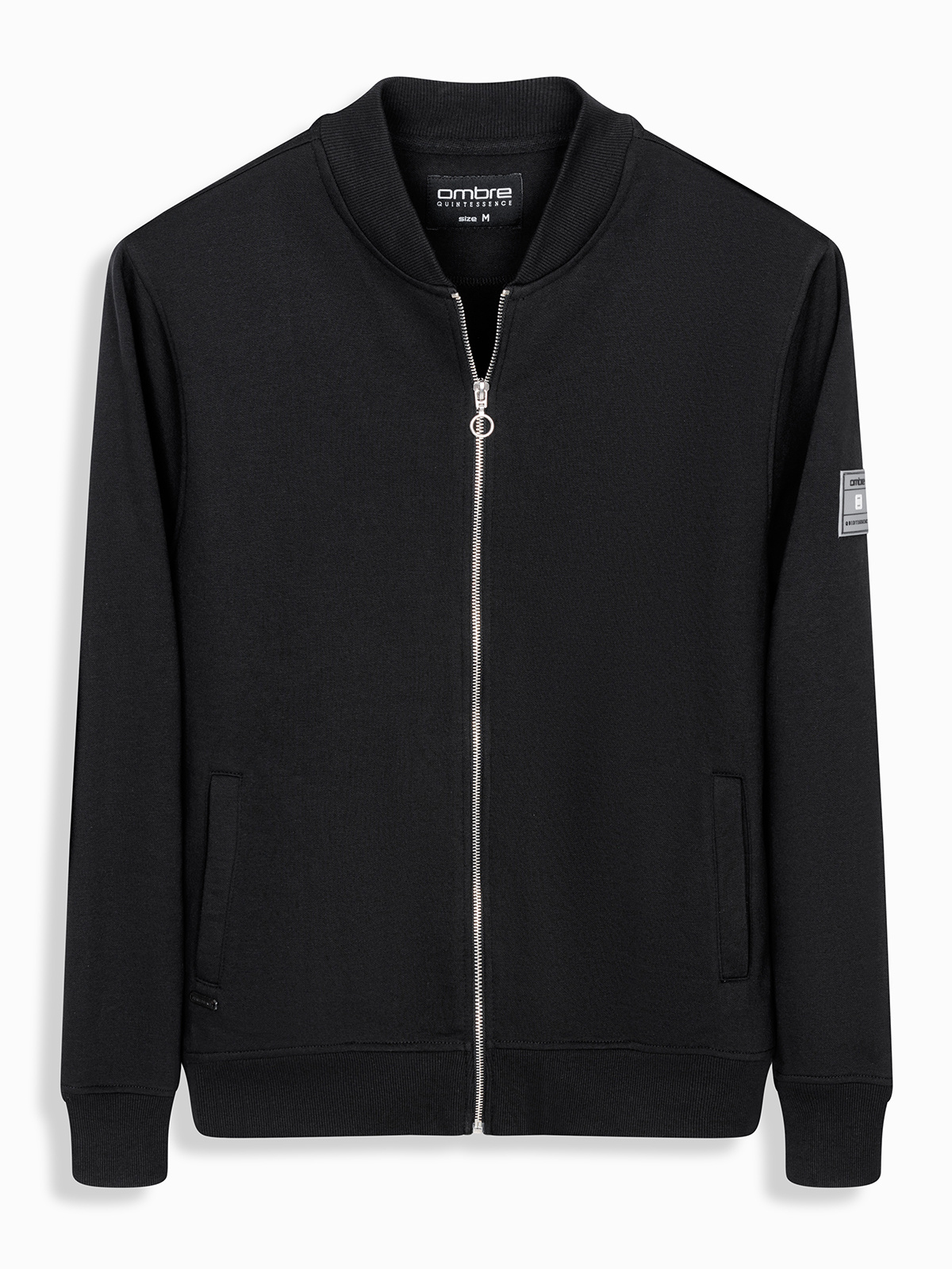 Ombre Cotton unbuttoned men&#039;s sweatshirt bomber - black