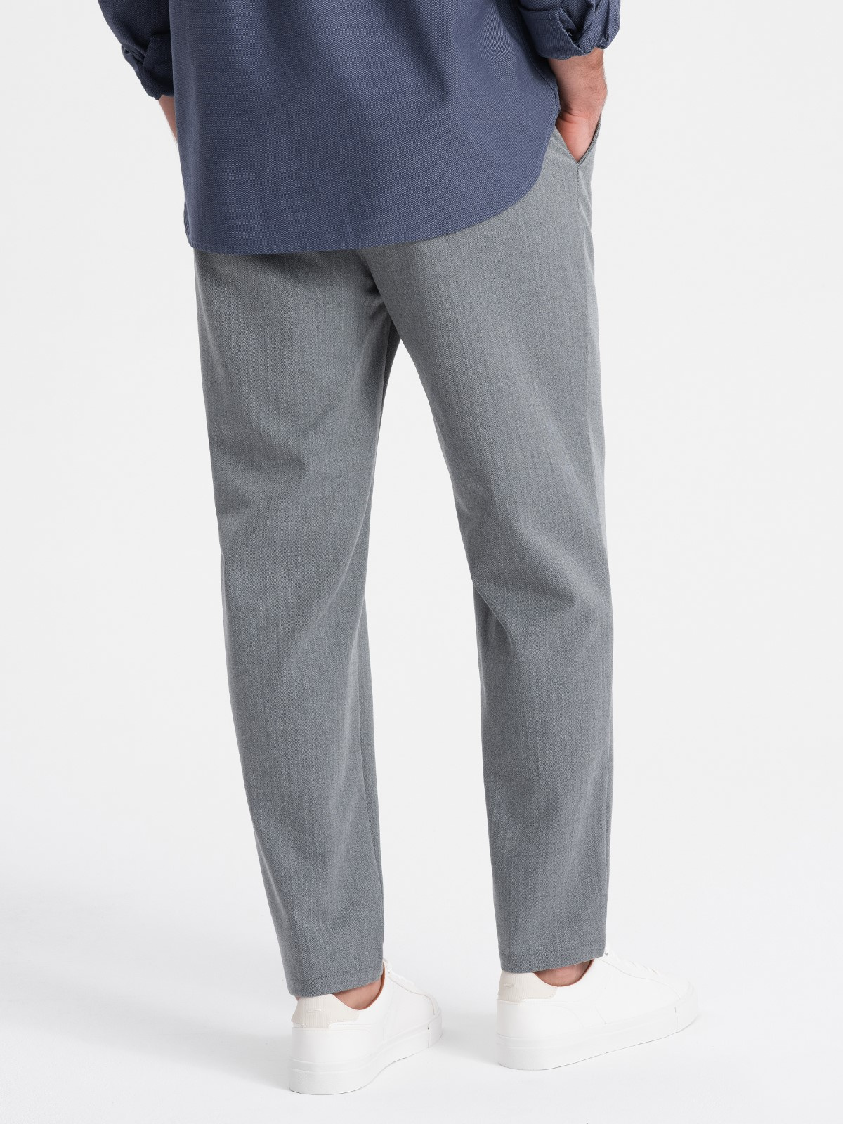 Ombre Men&#039;s chino pants with elastic waistband SLIM FIT - grey