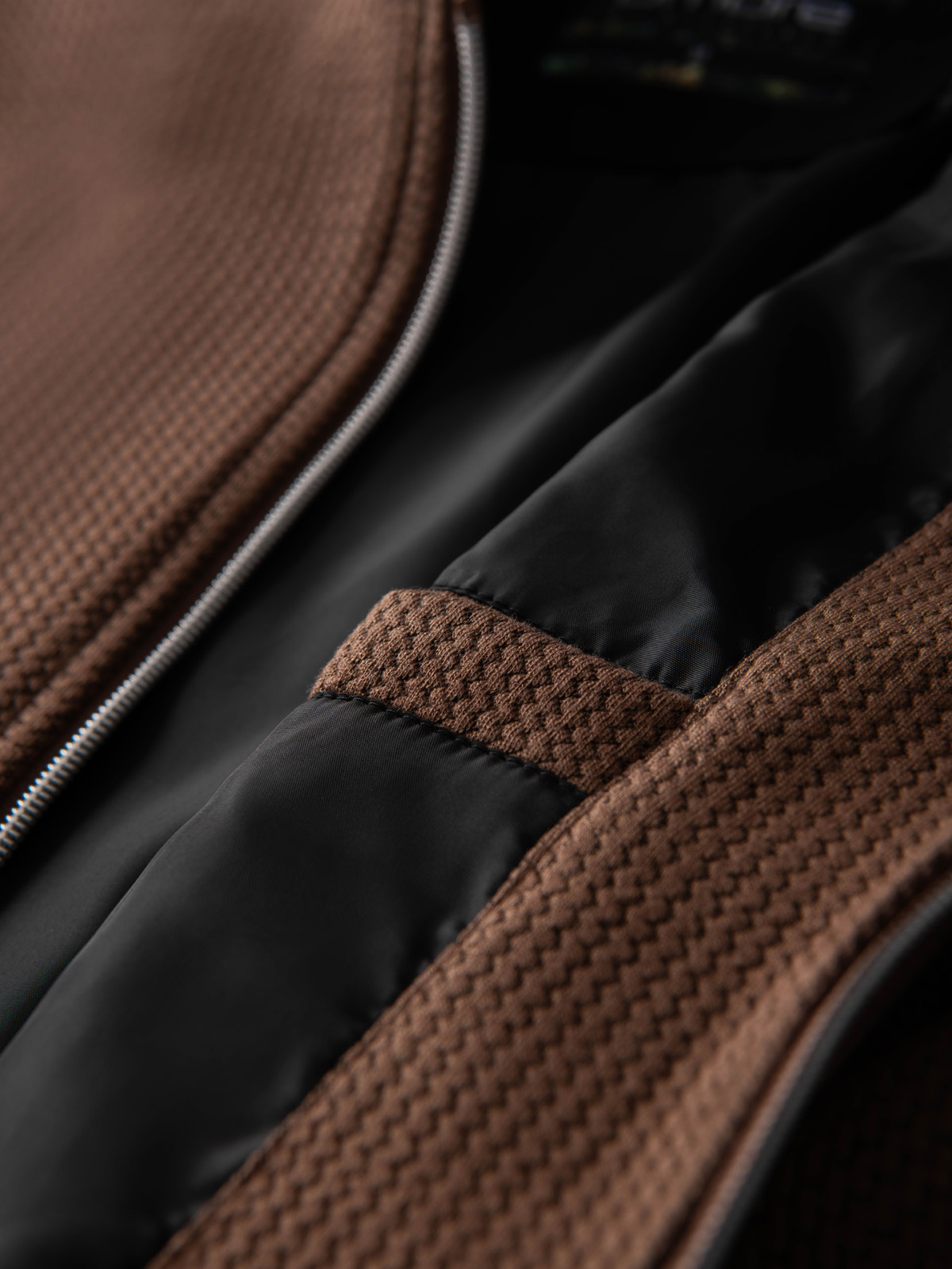 Ombre Men&#039;s structured biker jacket with stand-up collar - brown