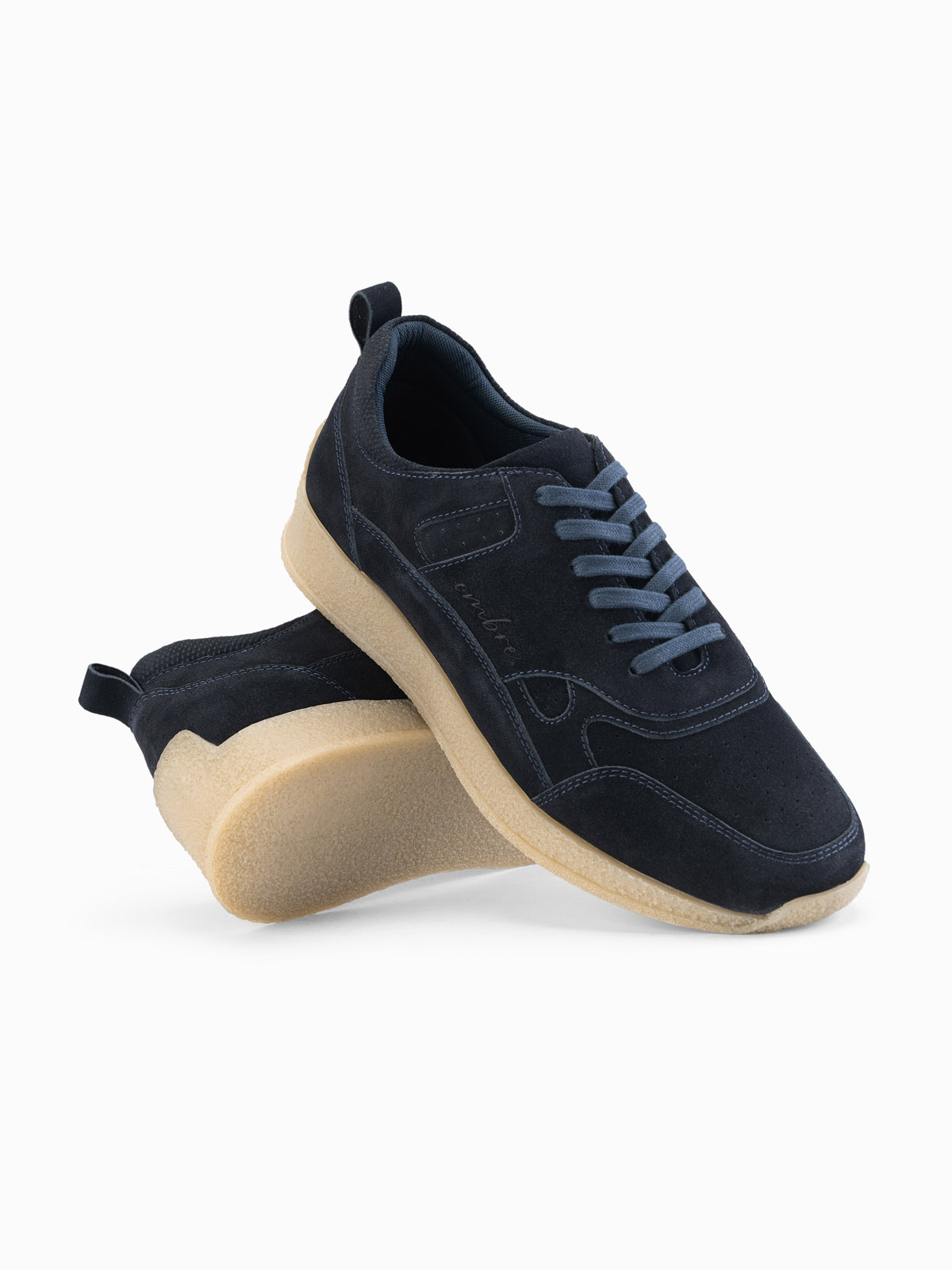 Ombre Men&#039;s lightweight suede sports style sneakers - navy blue