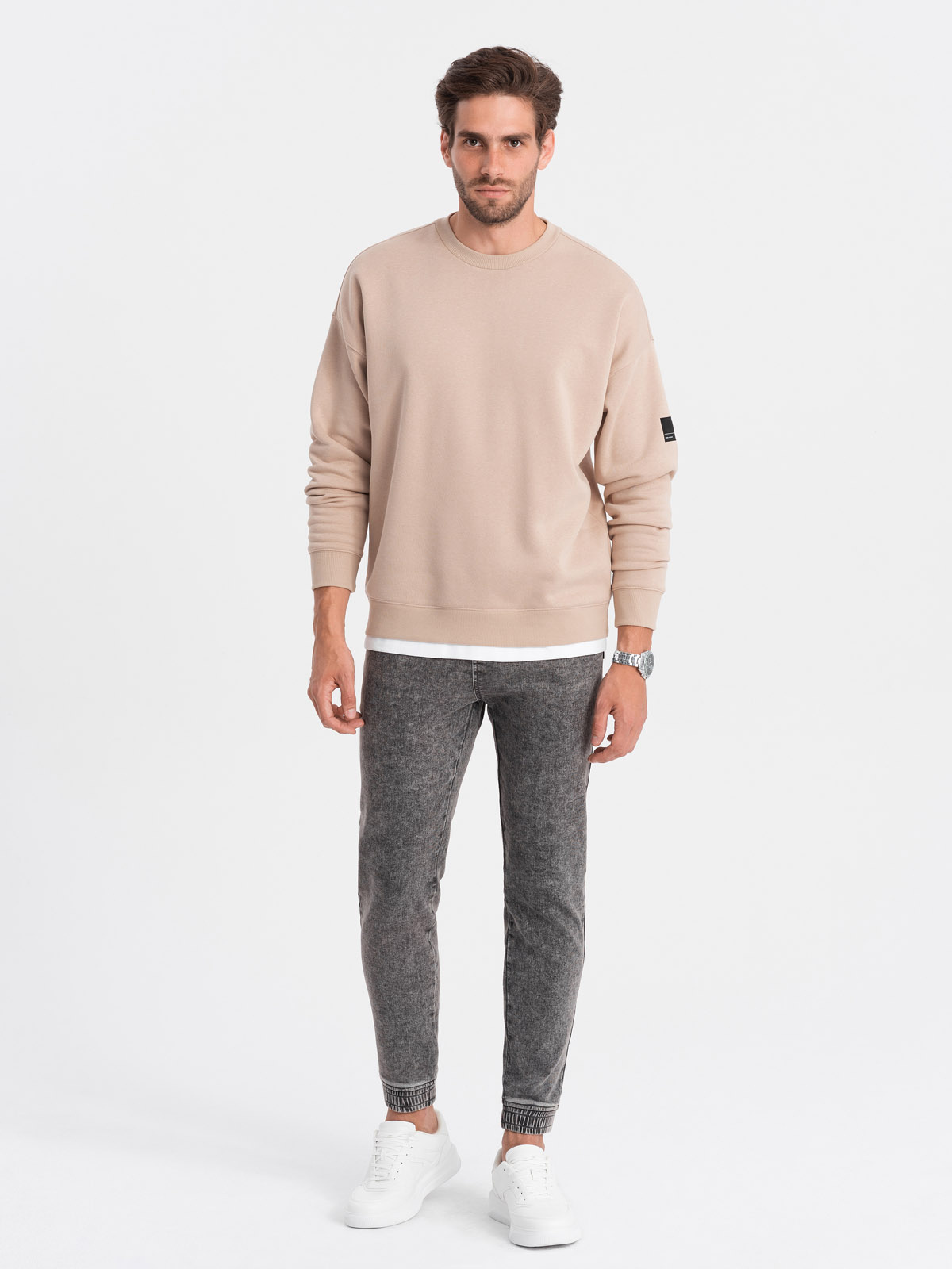 Ombre Men's marbled denim JOGGERS pants - gray