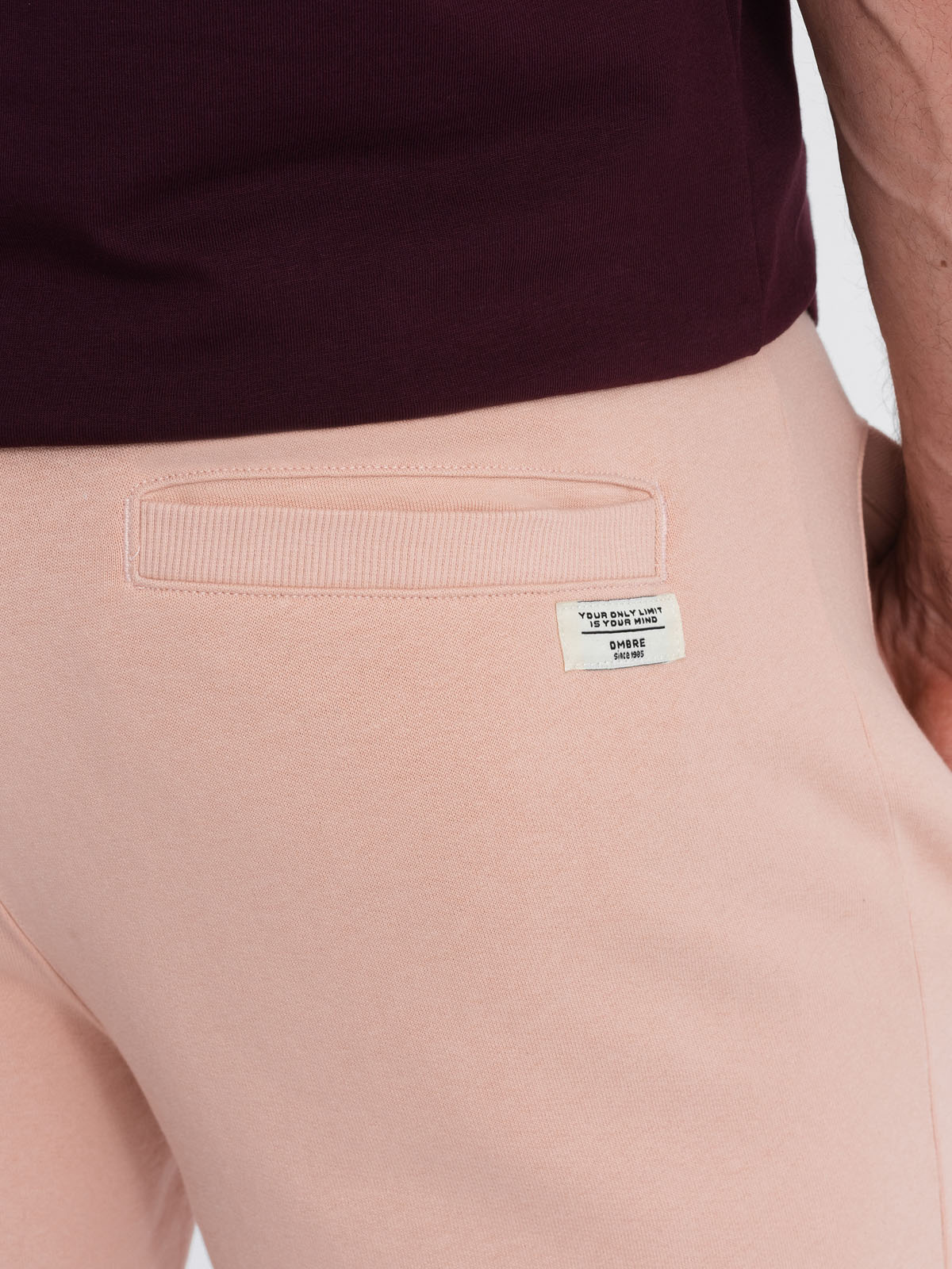 Ombre Men&#039;s knit shorts with drawstring and pockets - powder pink