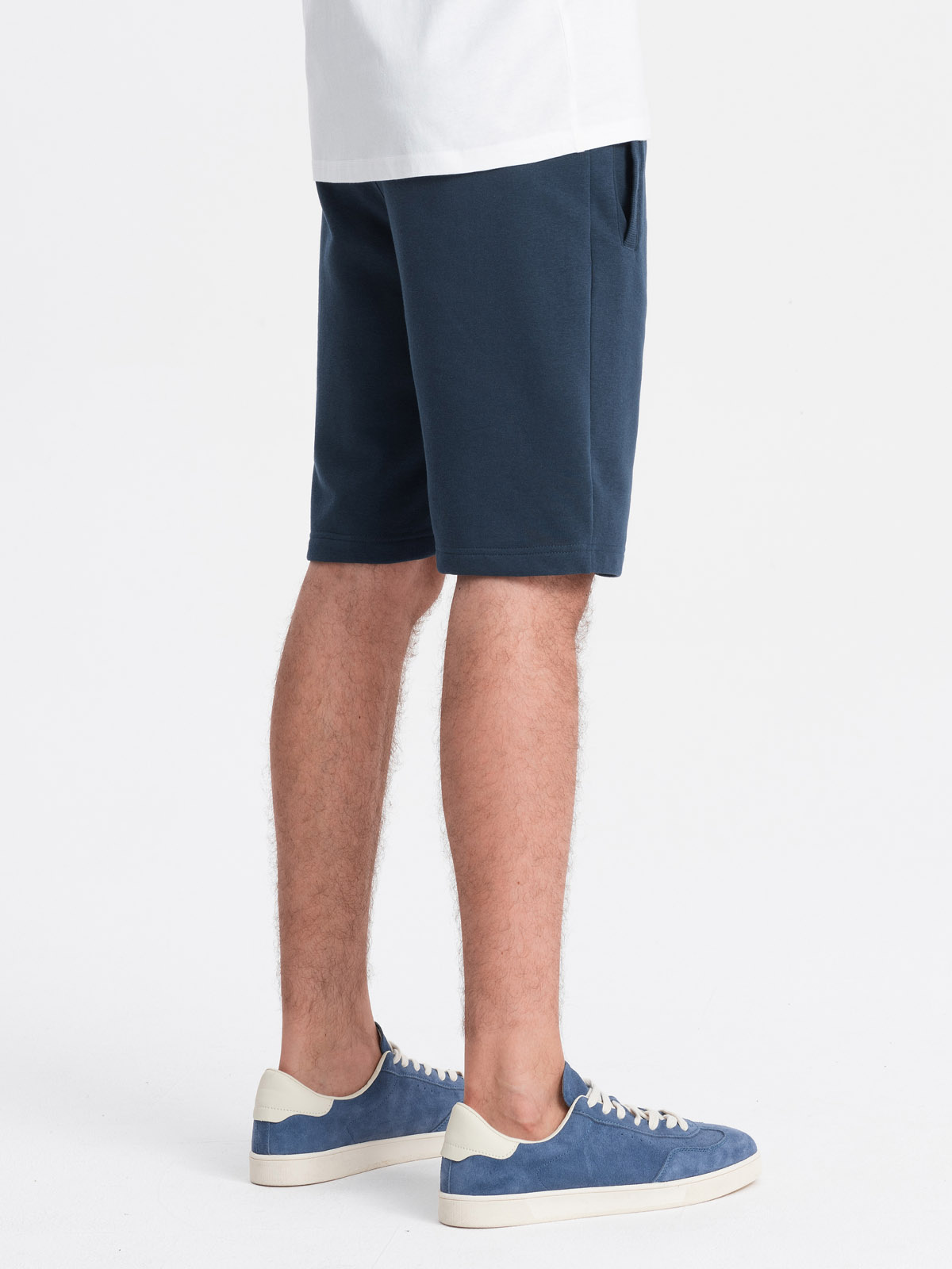 Ombre Men&#039;s pre-knee BASIC sweat shorts - navy blue
