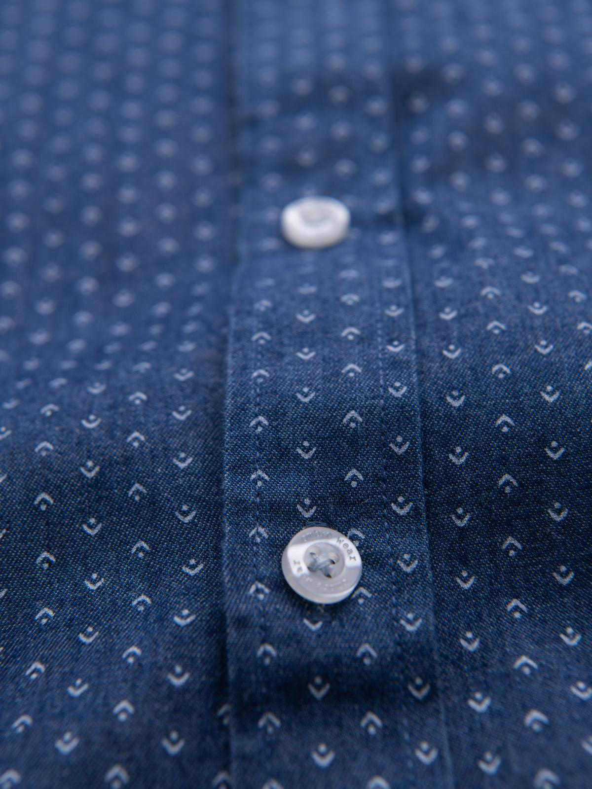 Ombre Men's patterned thin denim shirt with pocket - blue