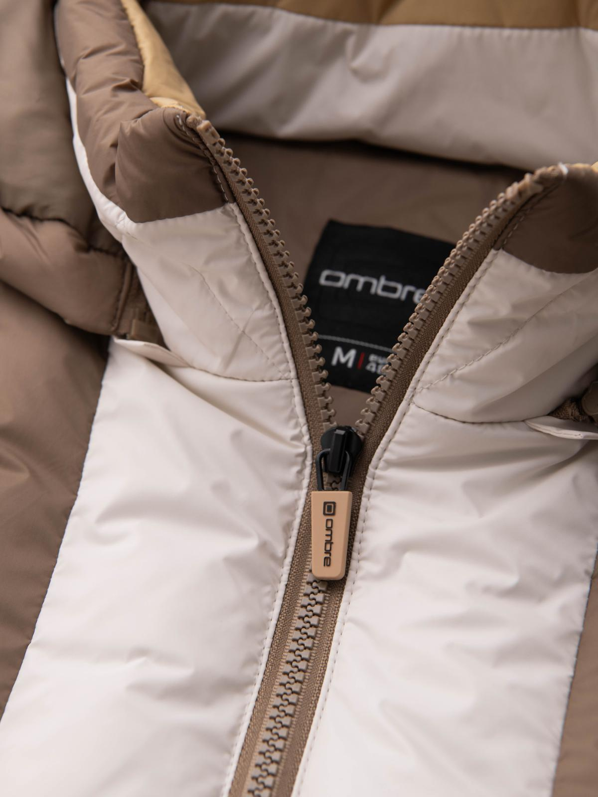 Ombre Colorful retro men&#039;s sports jacket - beige and white