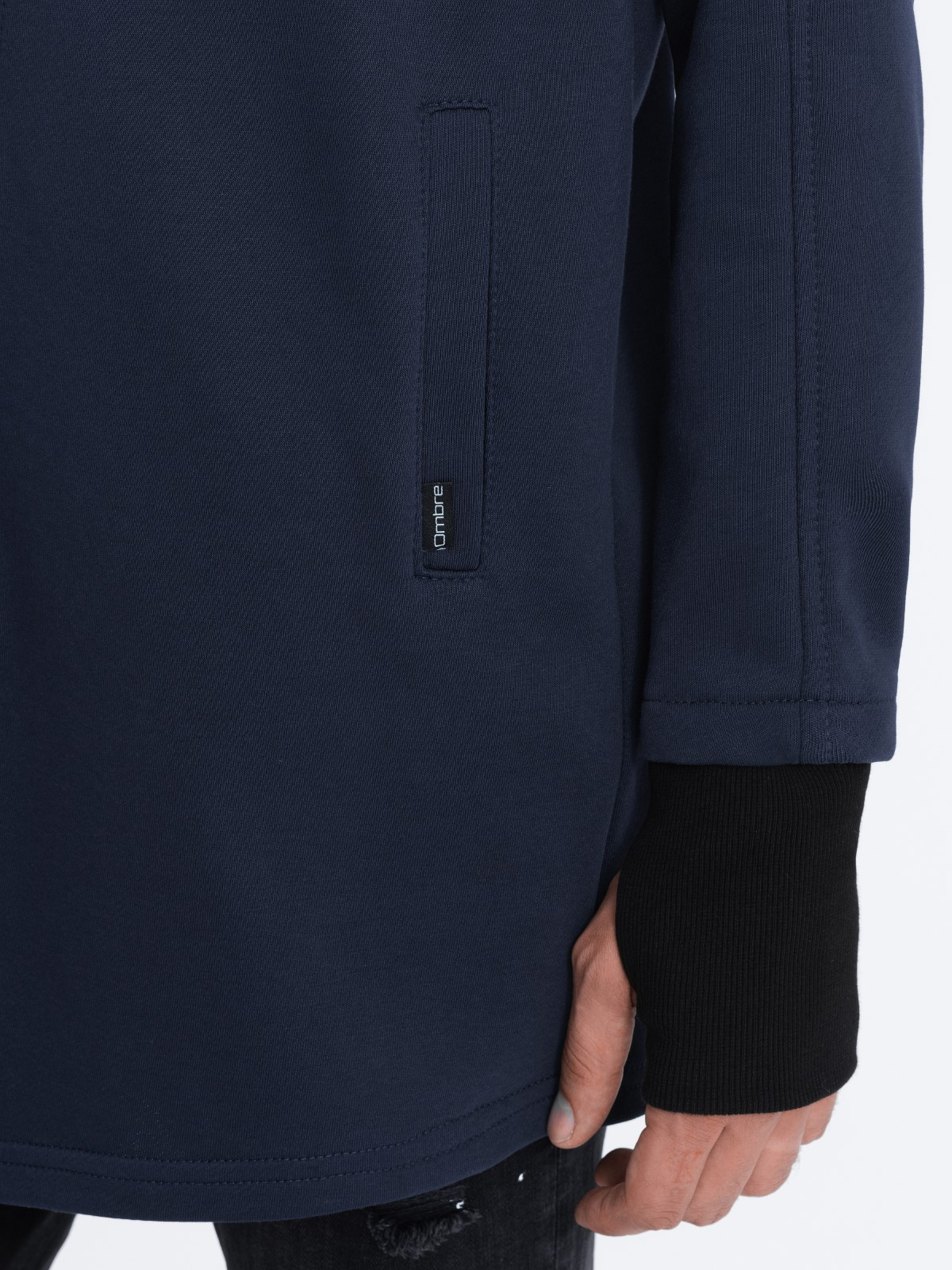 Ombre Longer men's unbuttoned sweatshirt with spacious hood PRAGA