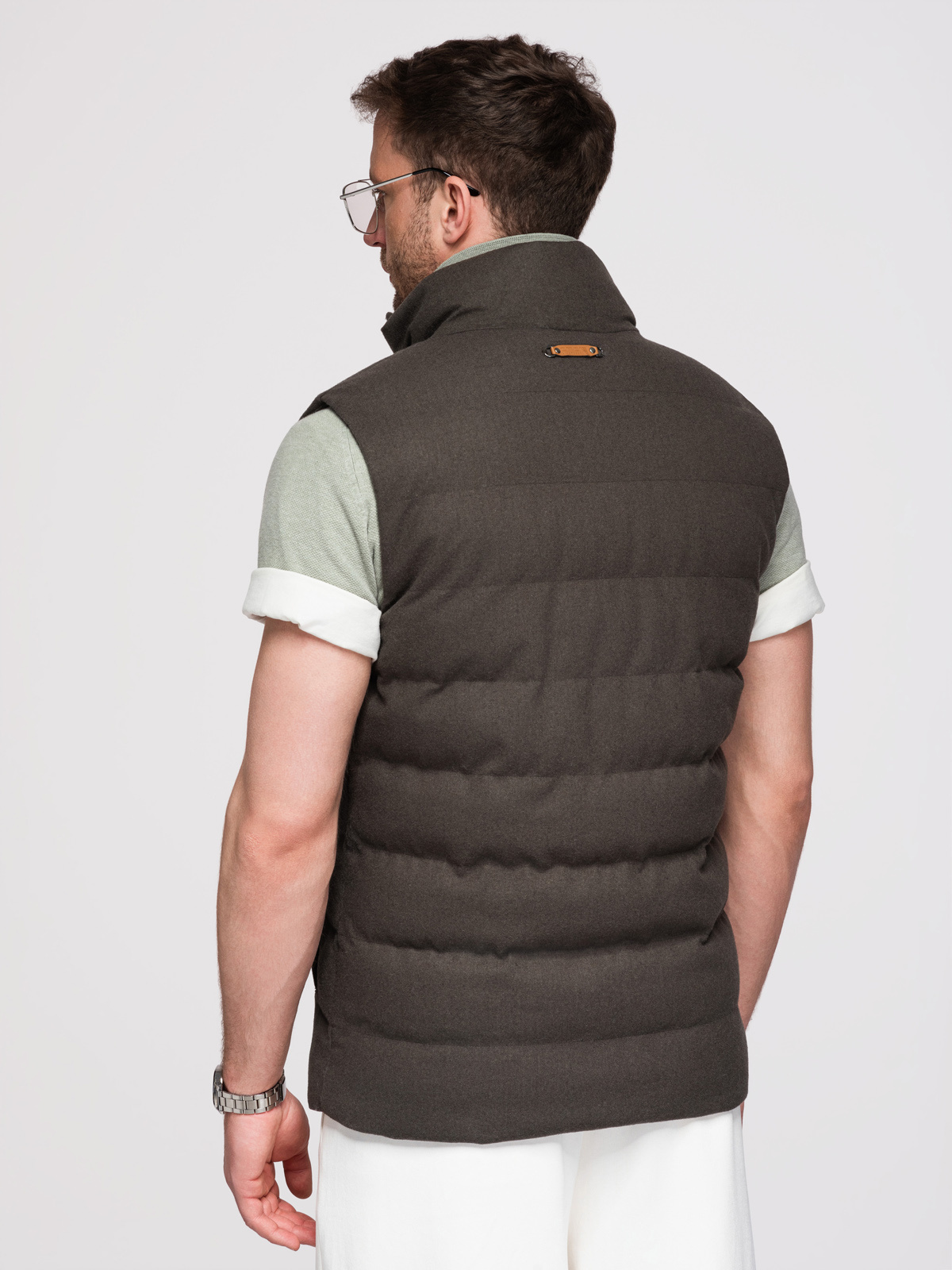 Ombre Men's quilted wool sleeveless jacket - olive melange