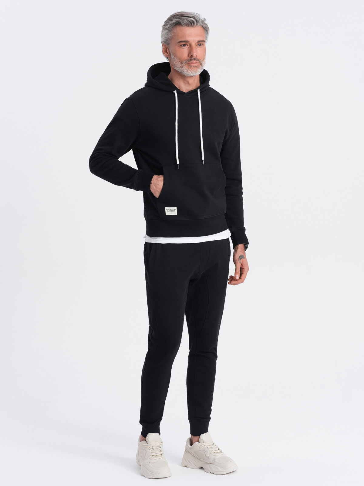 Ombre Men&#039;s kangaroo sweatshirt with hood - black