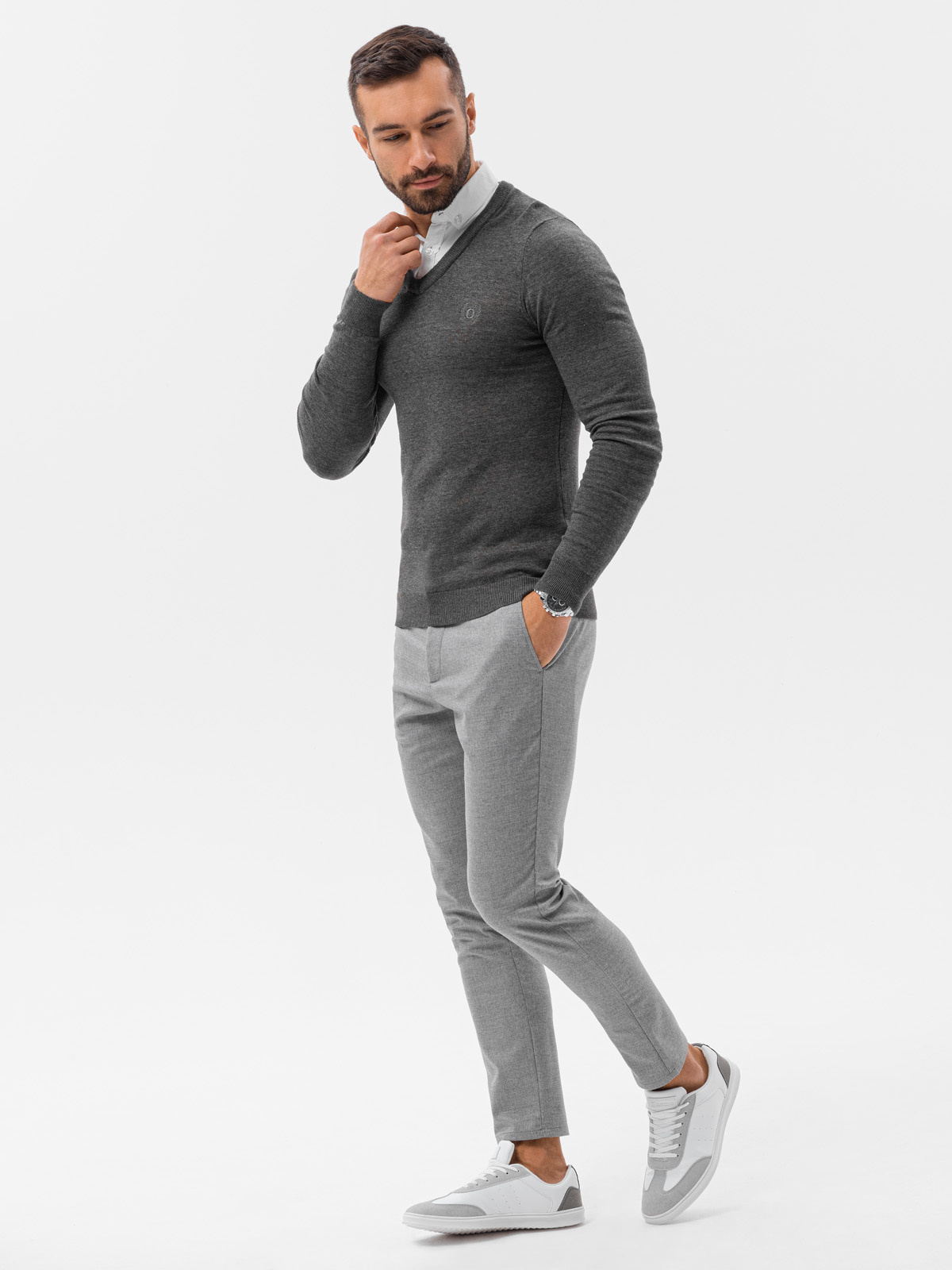 Ombre Men's sweater with white collar