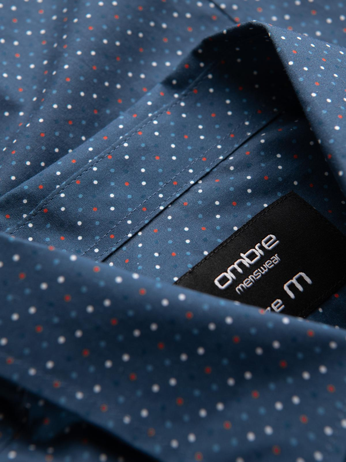 Ombre Men&#039;s cotton patterned SLIM FIT shirt - blue