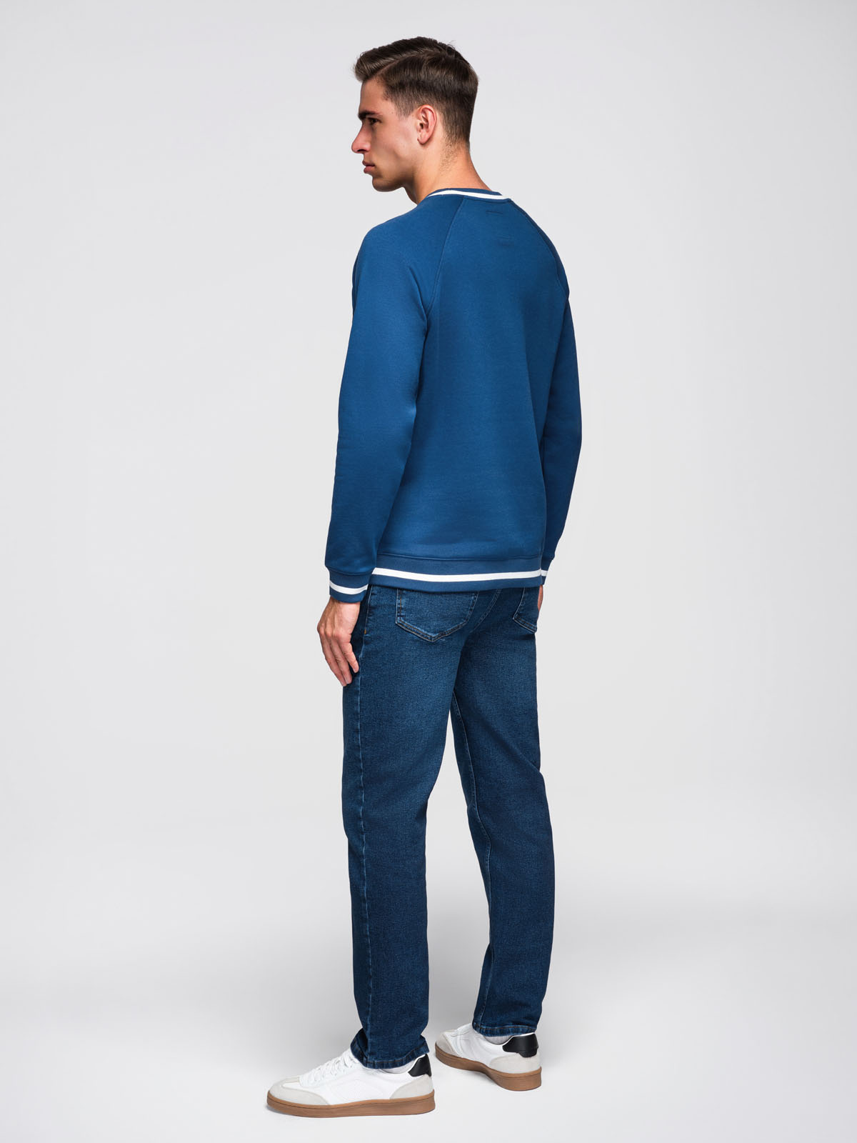 Ombre Men's raglan sleeve sweatshirt with contrasting details - dark blue