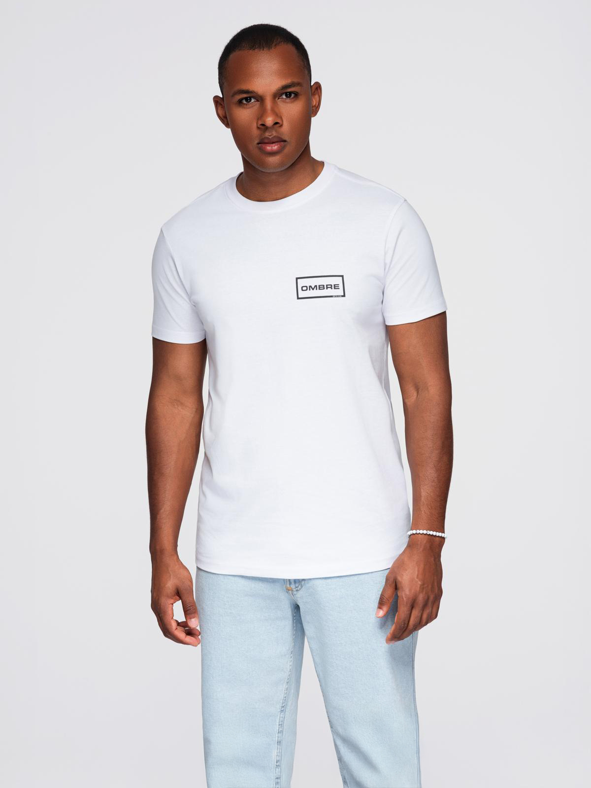 Ombre Men's REGULAR cut printed knit shirt - white