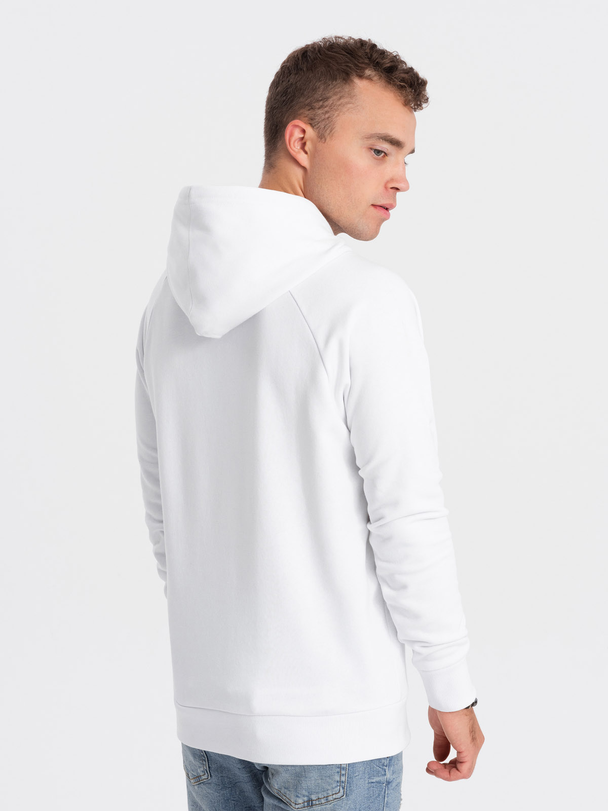 Ombre Men&#039;s unlined hooded sweatshirt with print - white