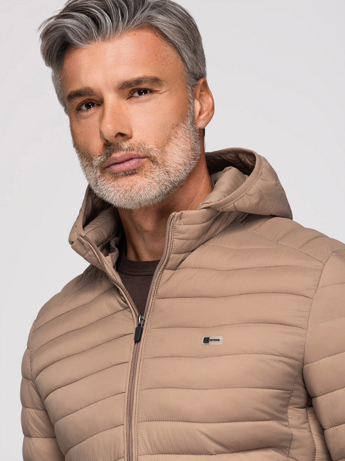 Ombre Men's satin-finish bomber jacket with contrasting ribbed cuffs - black