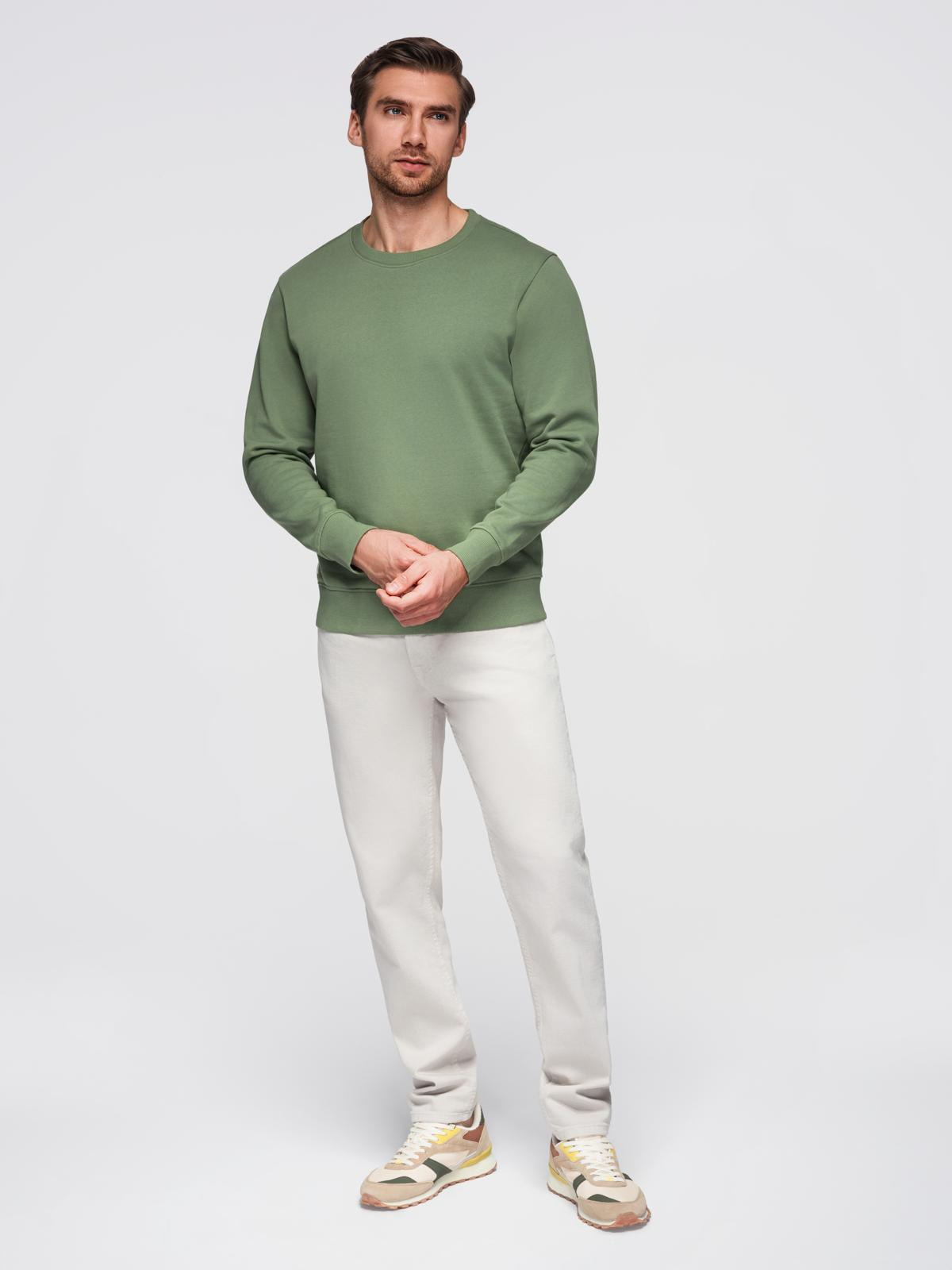Ombre Men&#039;s BASIC sweatshirt with round neckline - green
