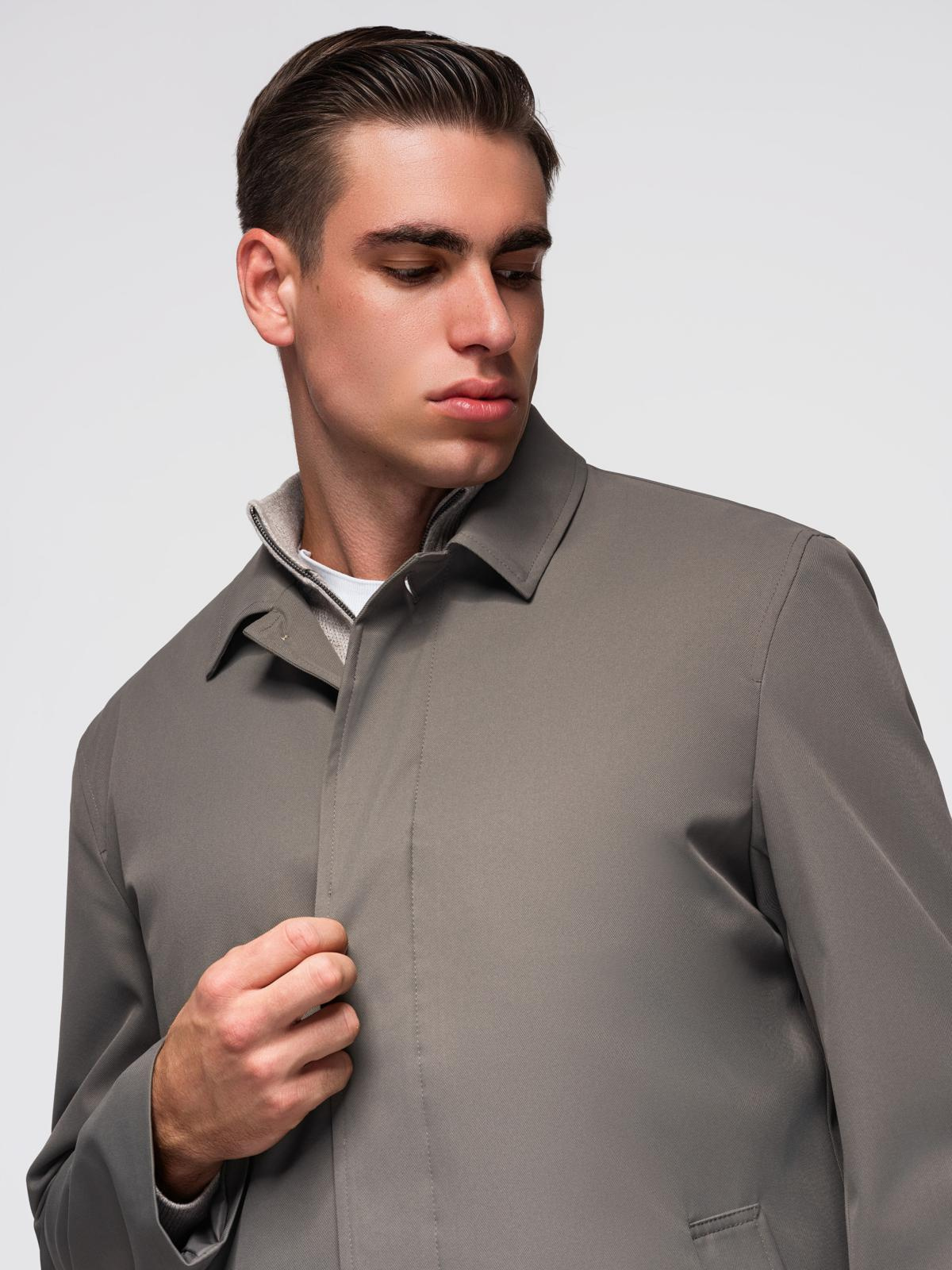 Ombre Men&#039;s minimalist coat with detachable vest - ash