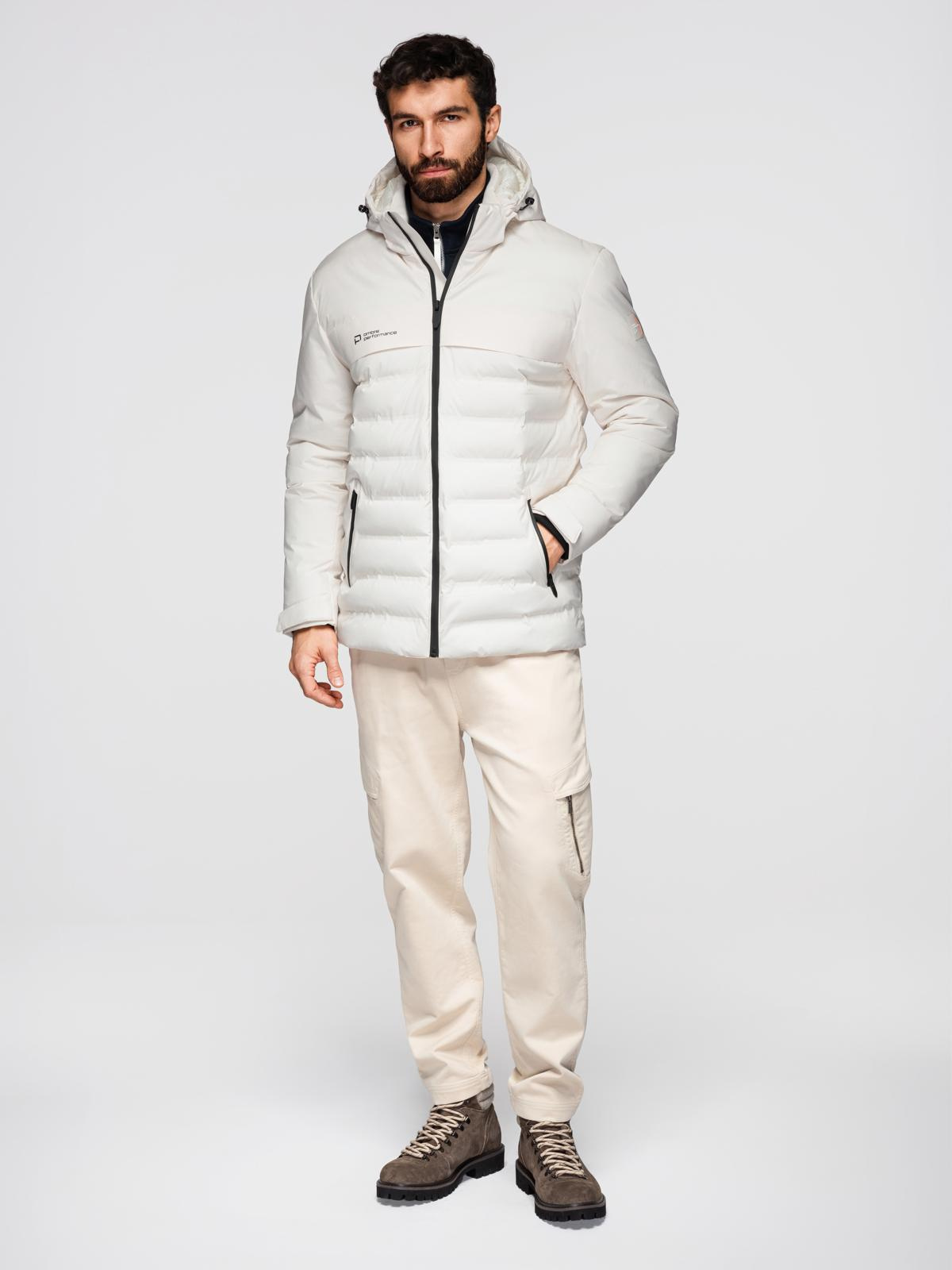 Ombre Men's winter jacket with detachable hood - cream