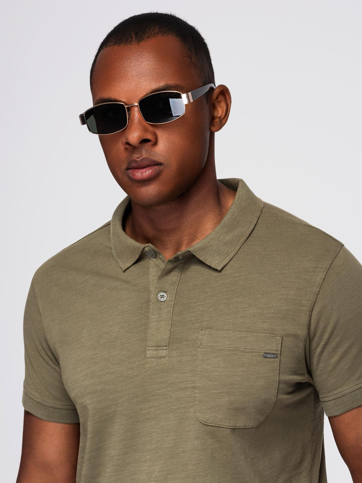 Ombre Men&#039;s polo t-shirt with decorative buttons