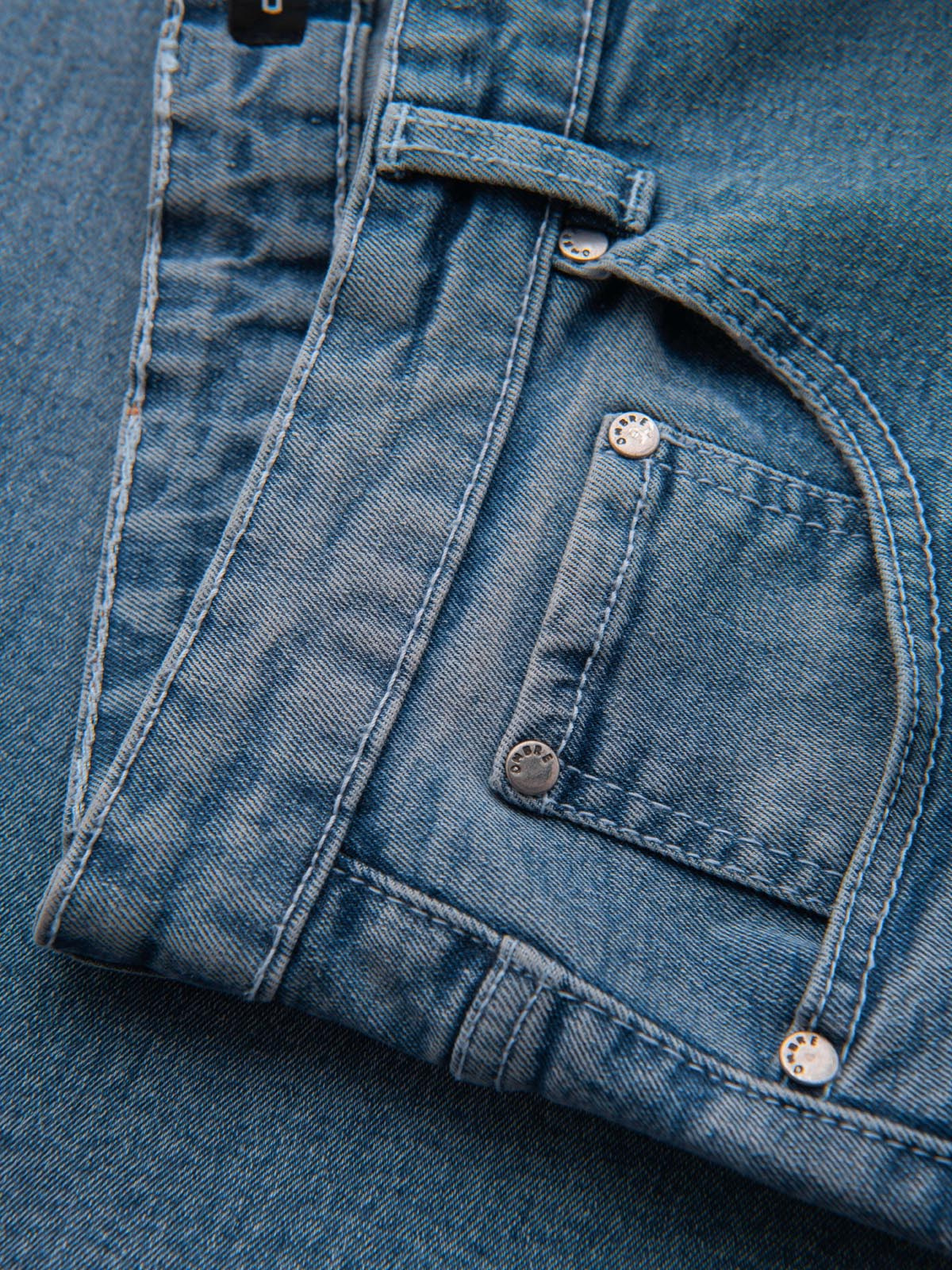 Ombre Men's denim shorts with rolled up leg - light blue