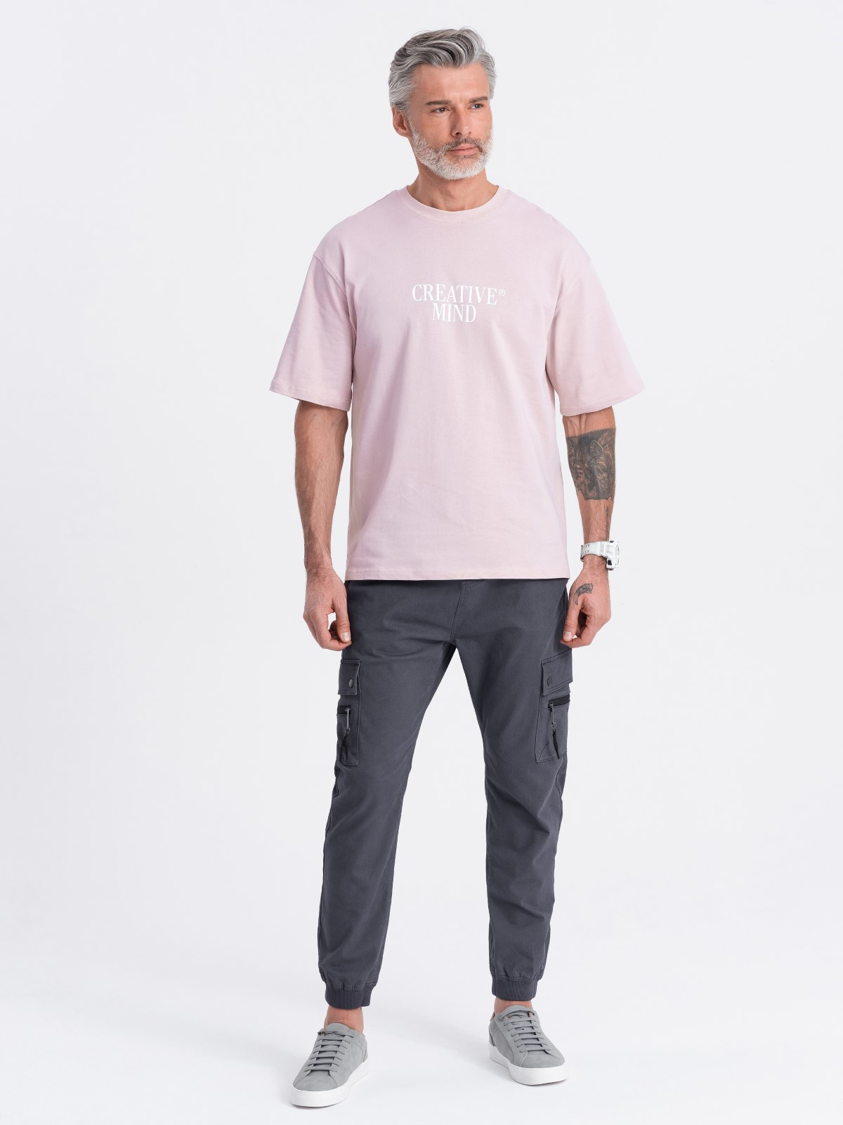 Ombre Men's JOGGER pants with zippered cargo pockets - graphite