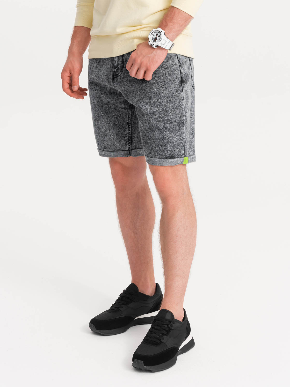 Ombre Men&#039;s denim marbled shorts - gray