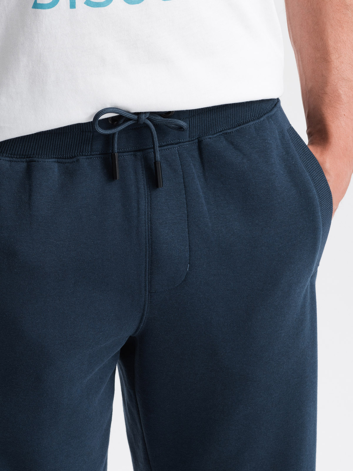 Ombre Men&#039;s pre-knee BASIC sweat shorts - navy blue