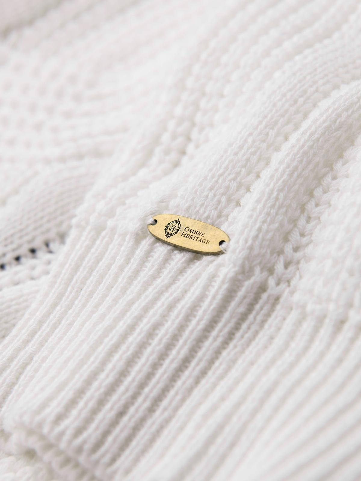 Ombre Men's plaid sweater with crew neckline - white