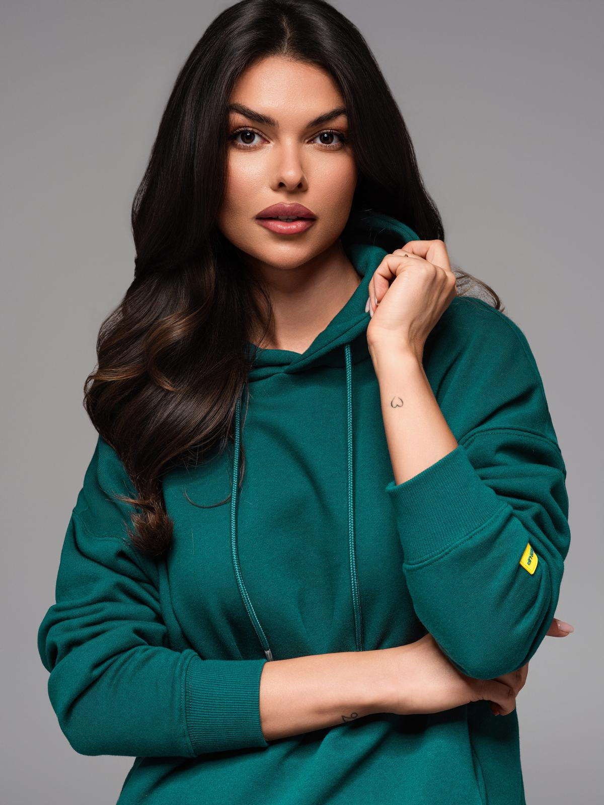 Ombre Unisex sweatshirt with pockets and hood - dark green