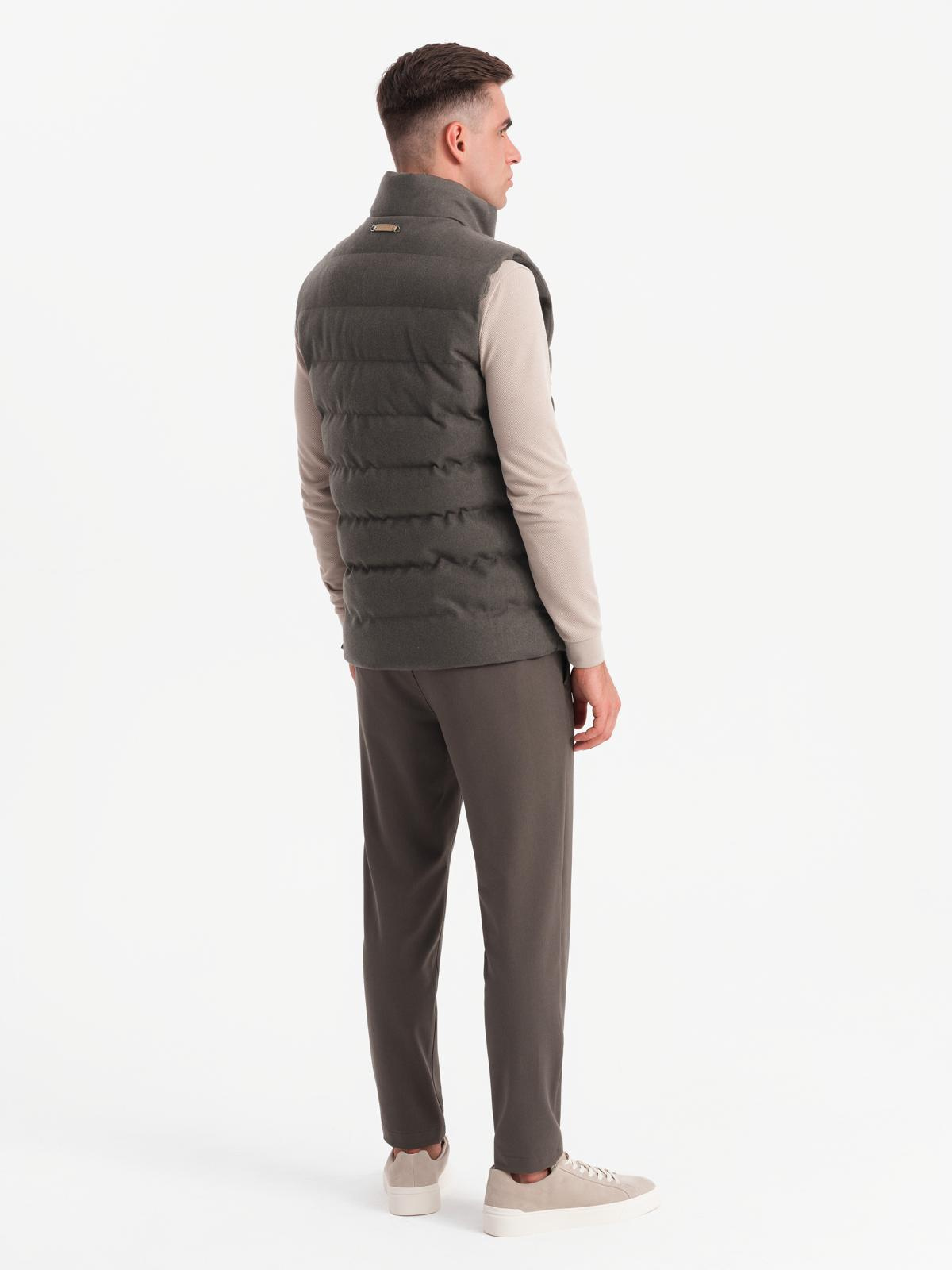 Ombre Men&#039;s quilted wool sleeveless jacket - olive melange