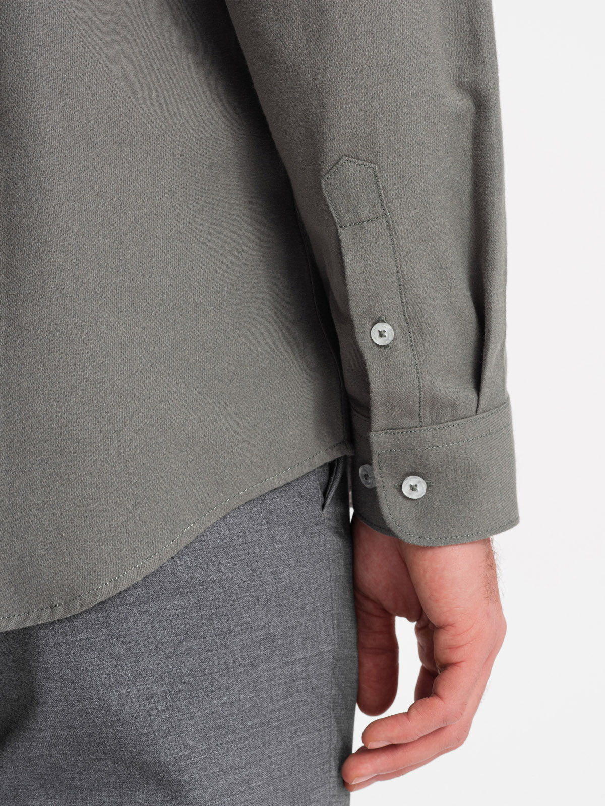 Ombre Men's REGULAR FIT shirt with pocket - khaki