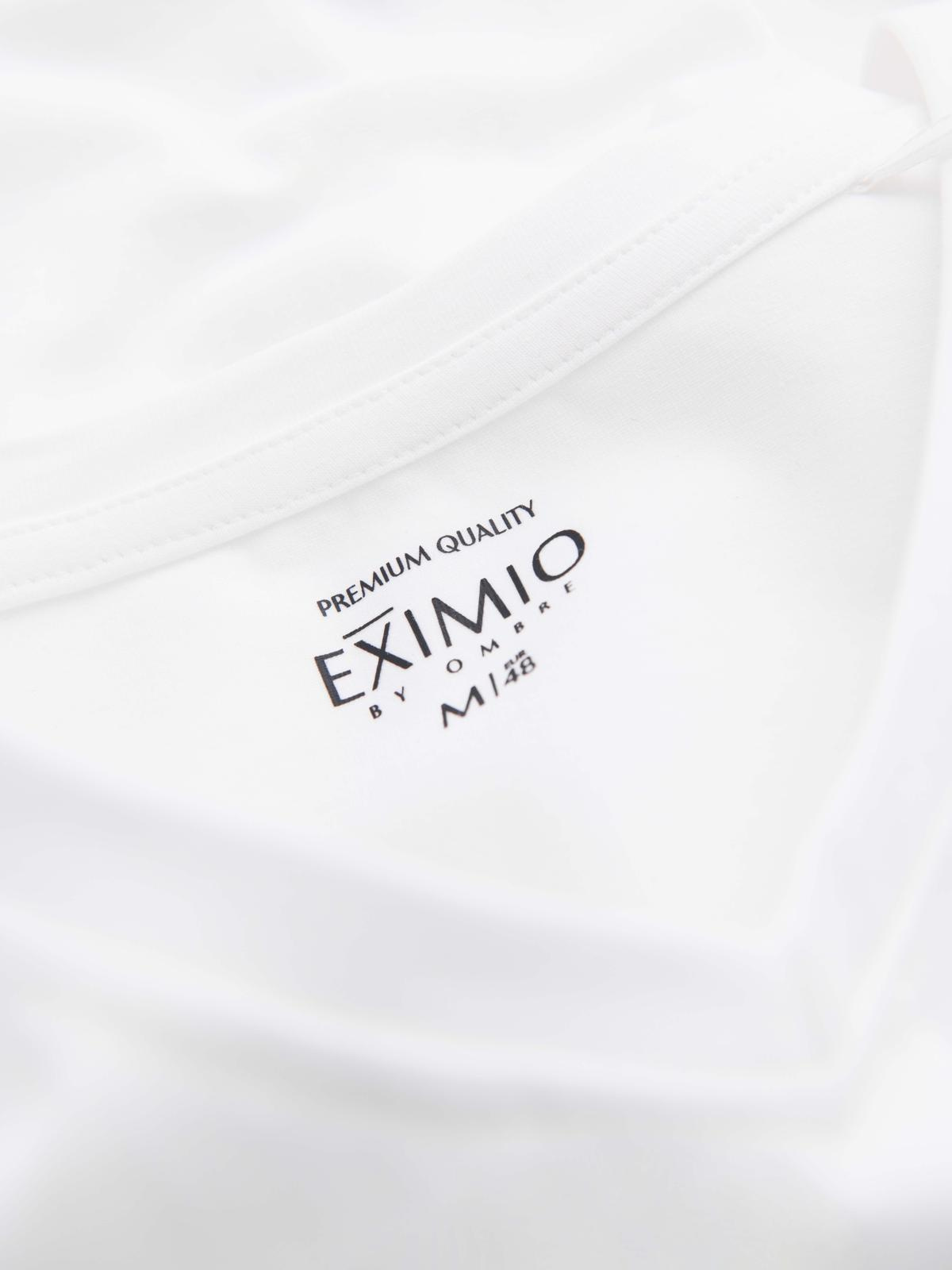 Ombre Men's V-neck SLIM FIT longsleeve with elastane and print - white
