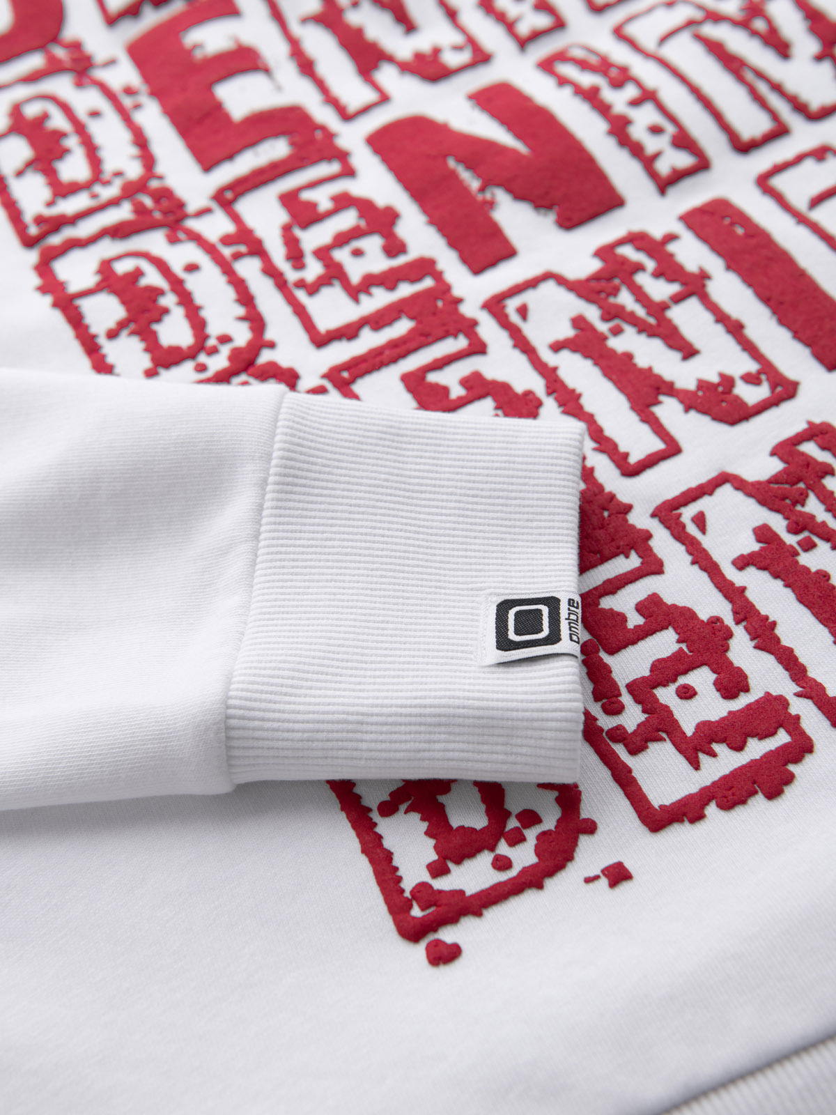 Ombre Men&#039;s non-stretch kangaroo sweatshirt with hood and print - white