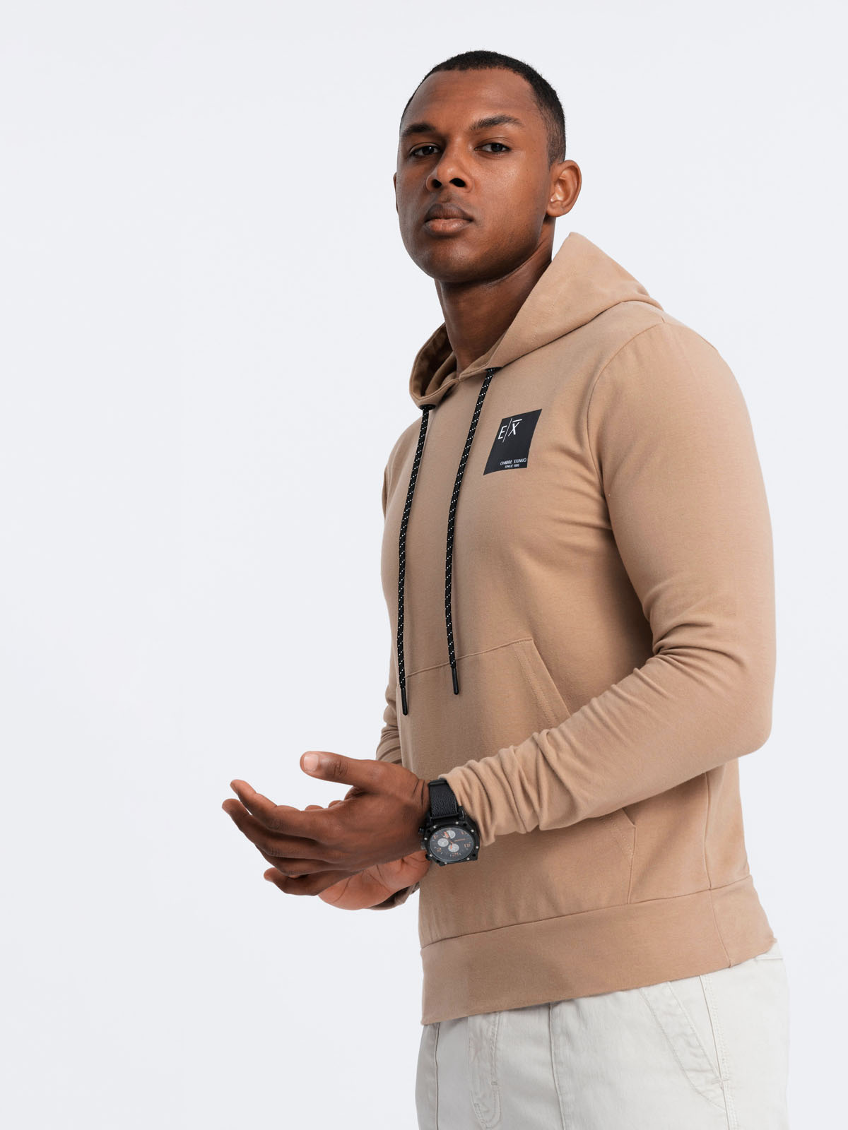Ombre Men&#039;s logo kangaroo hoodie - brown