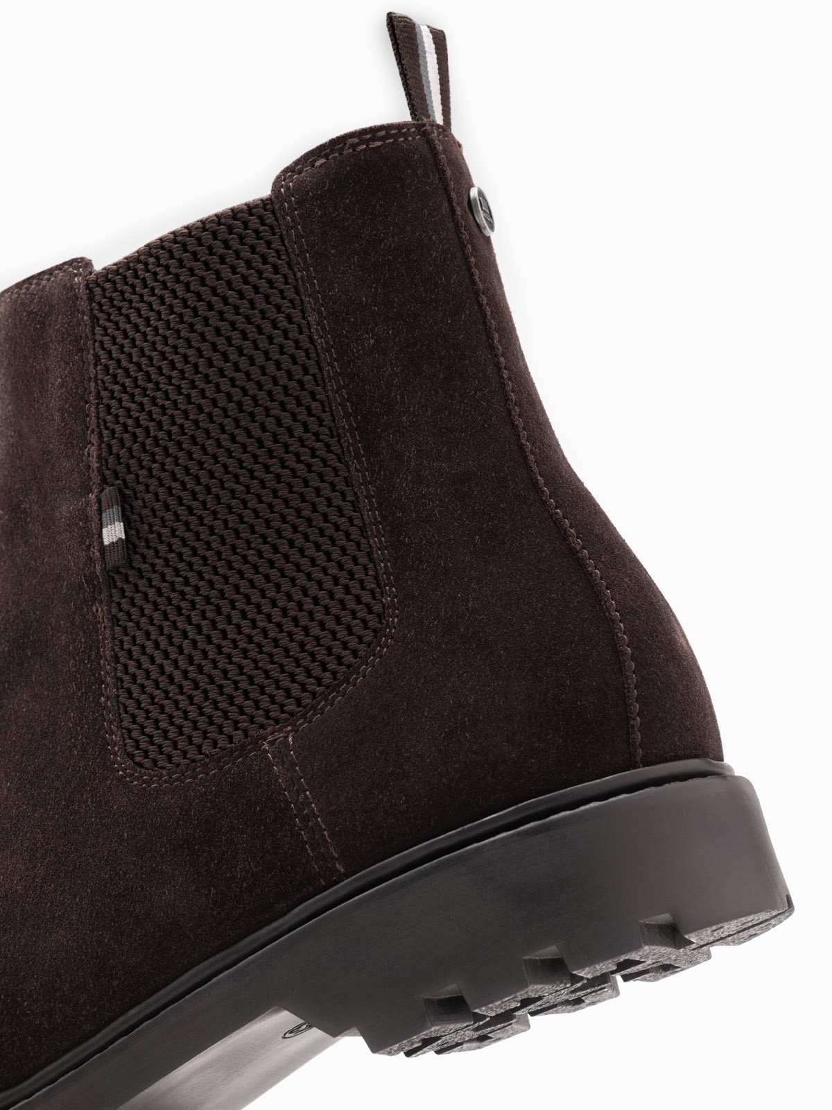 Ombre Men's suede slip-on shoes with high upper - dark brown