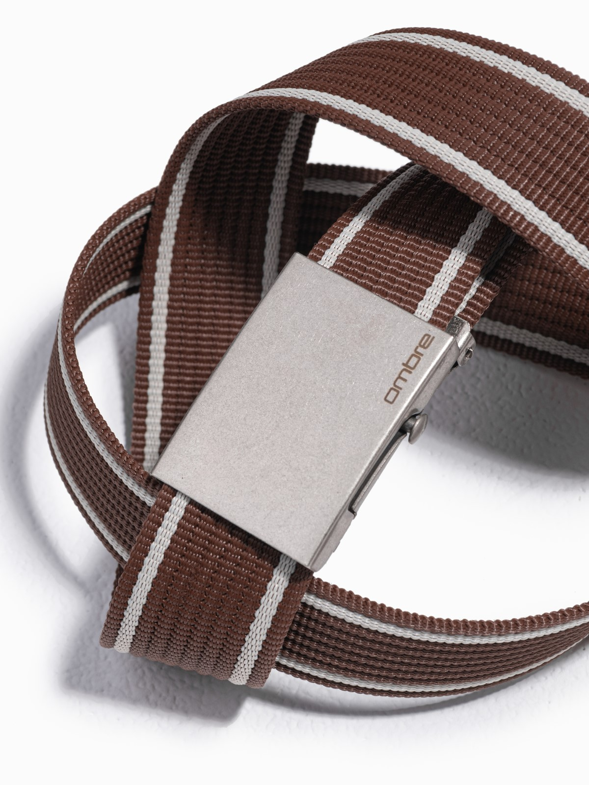 Ombre Two-tone men's parchment belt with horizontal stripes border