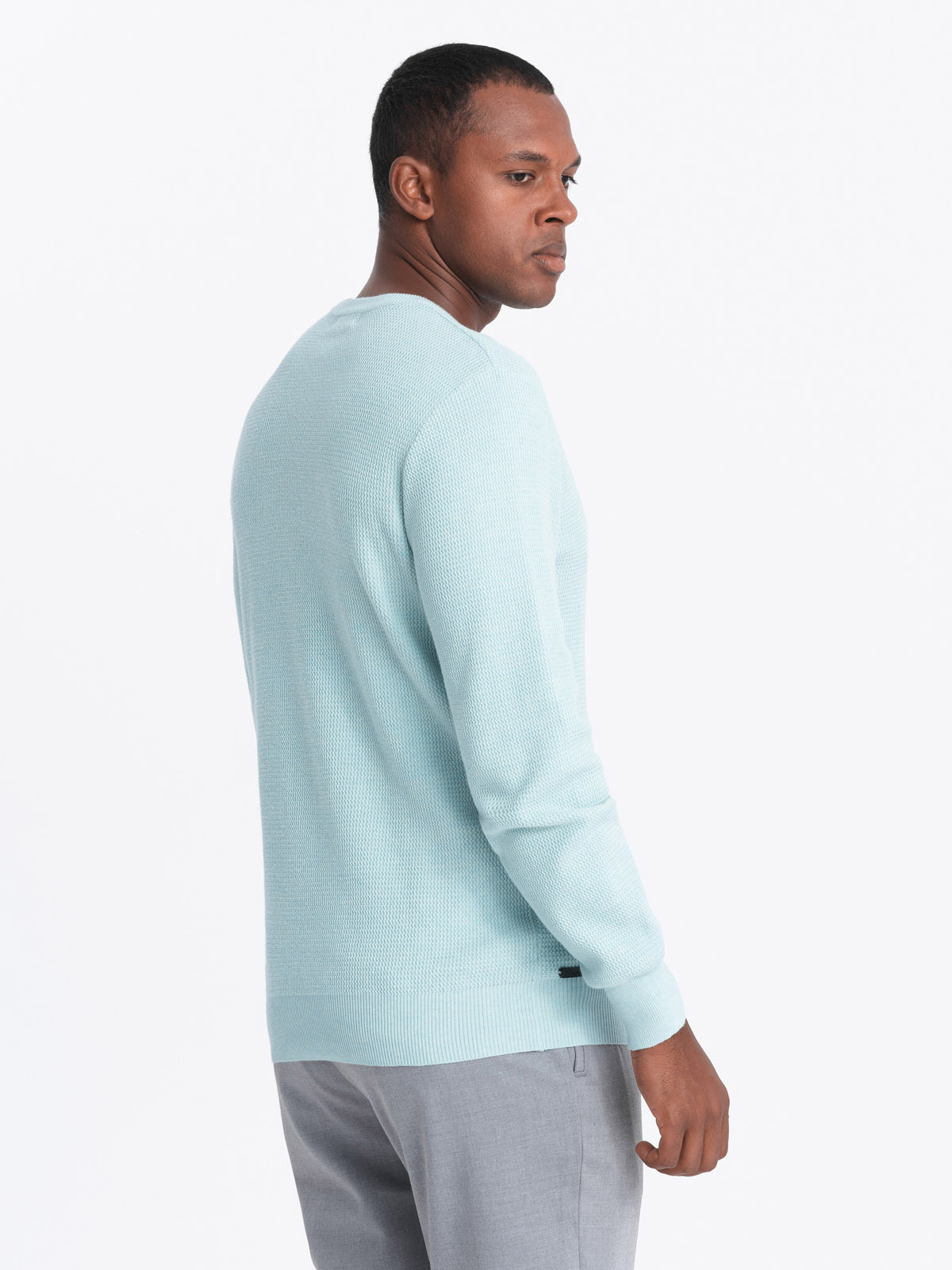 Ombre Men's mélange structured knit sweater - mint