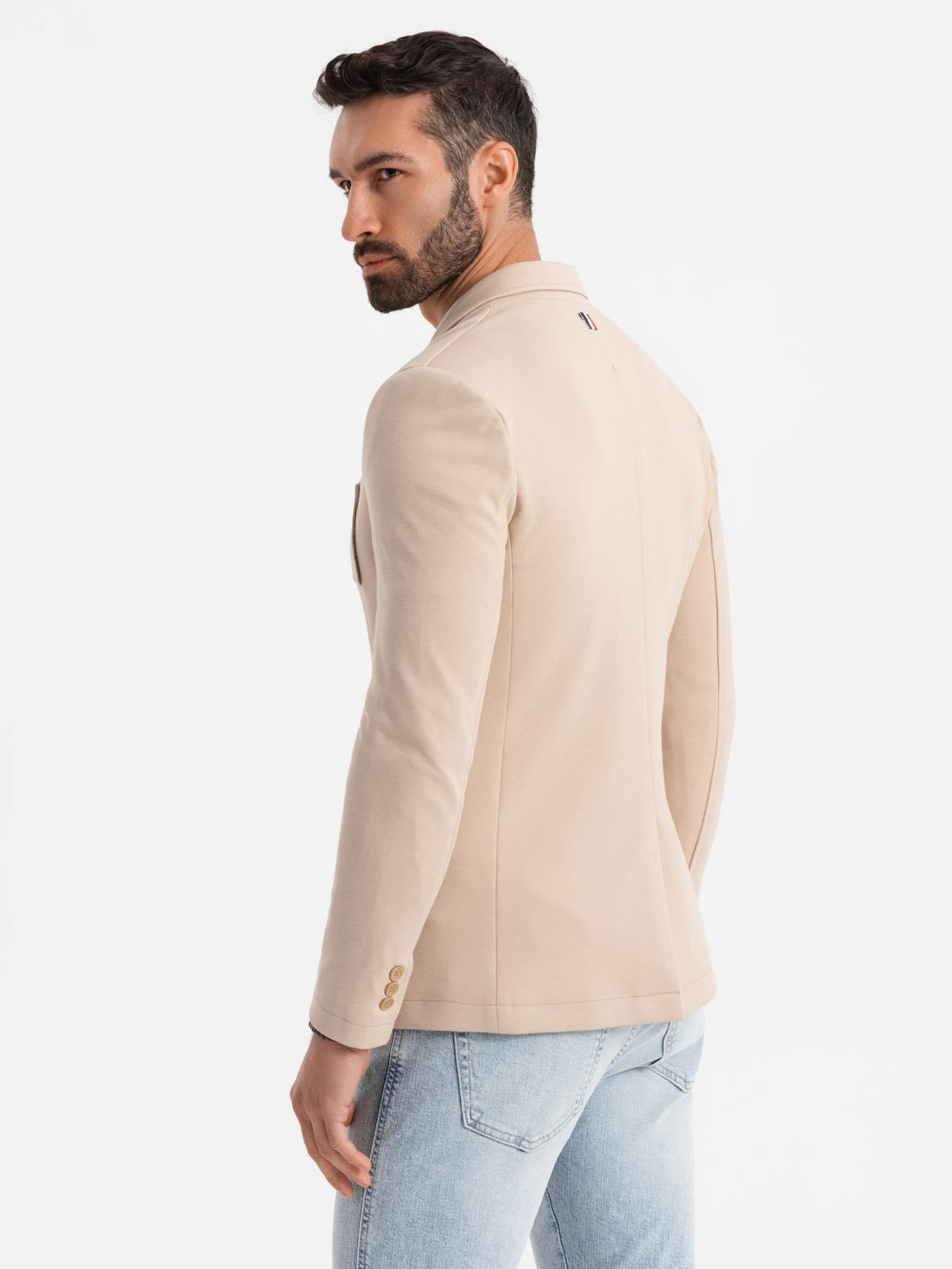 Ombre Men&#039;s SLIM knit jacket with subtle texture - beige