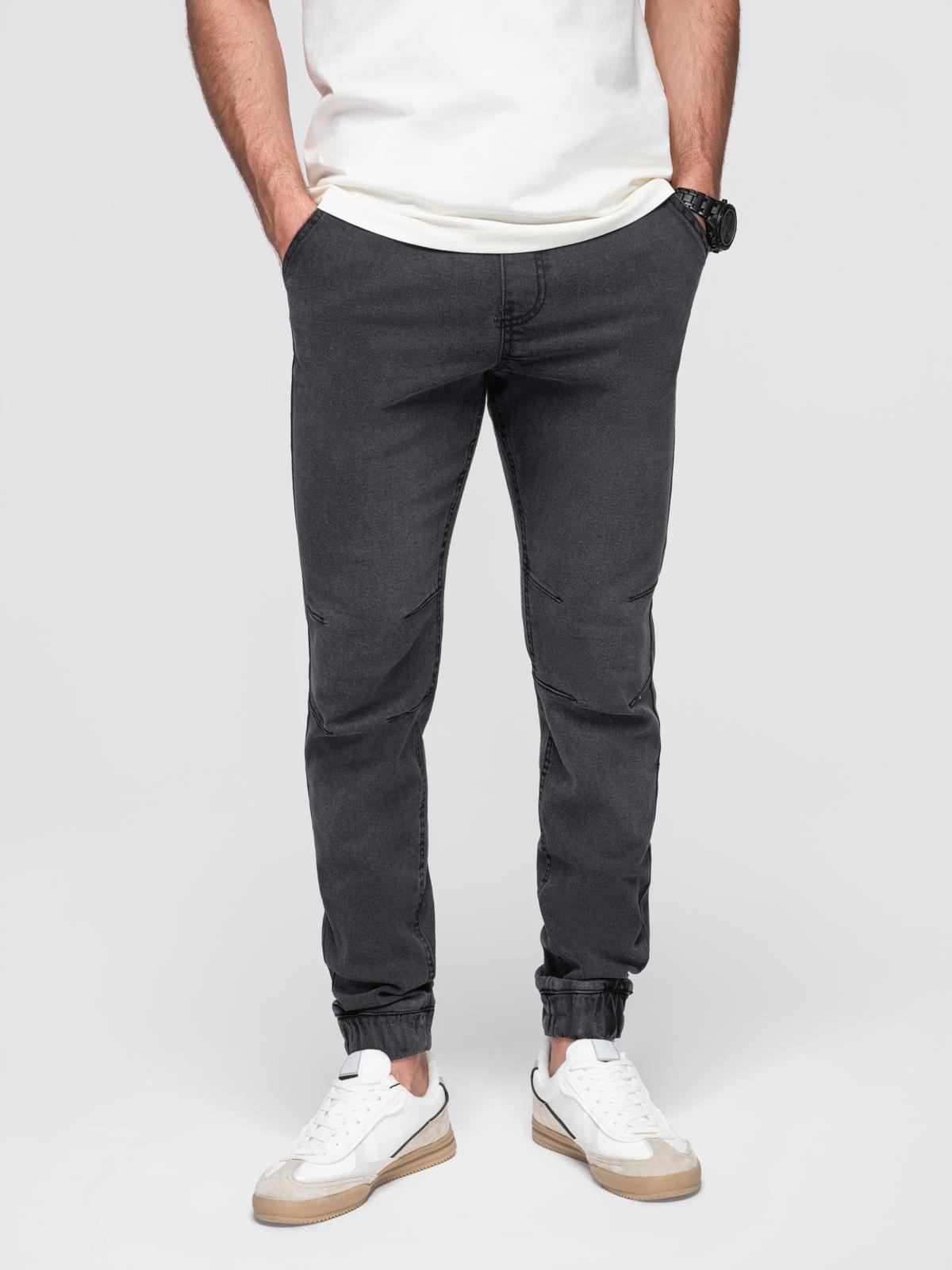 Ombre Mens JOGGERS denim pants with wash effect - grey