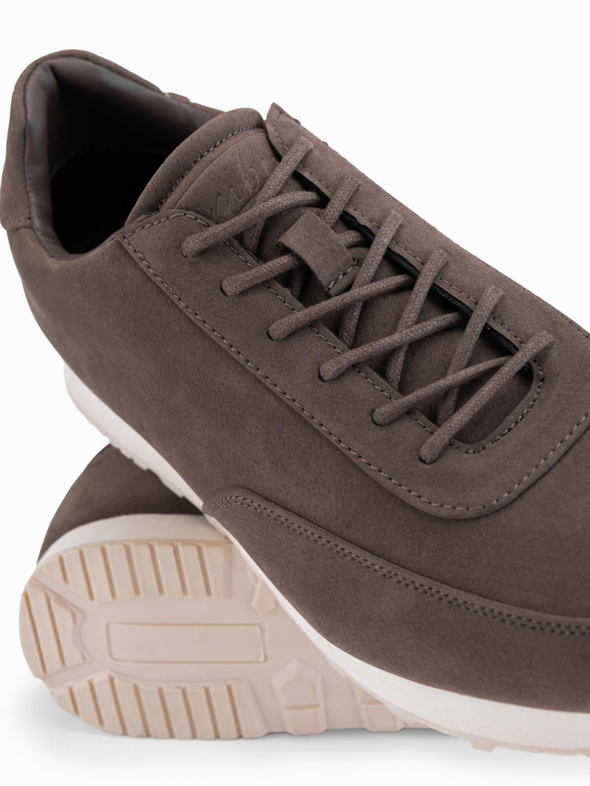 Ombre Men&#039;s eco leather sports sneaker shoes with suede finish - dark brown